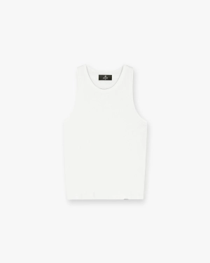 Initial Rib Vest - Flat White