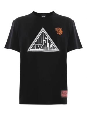 Just Cavalli Logo Printed Crewneck T-Shirt