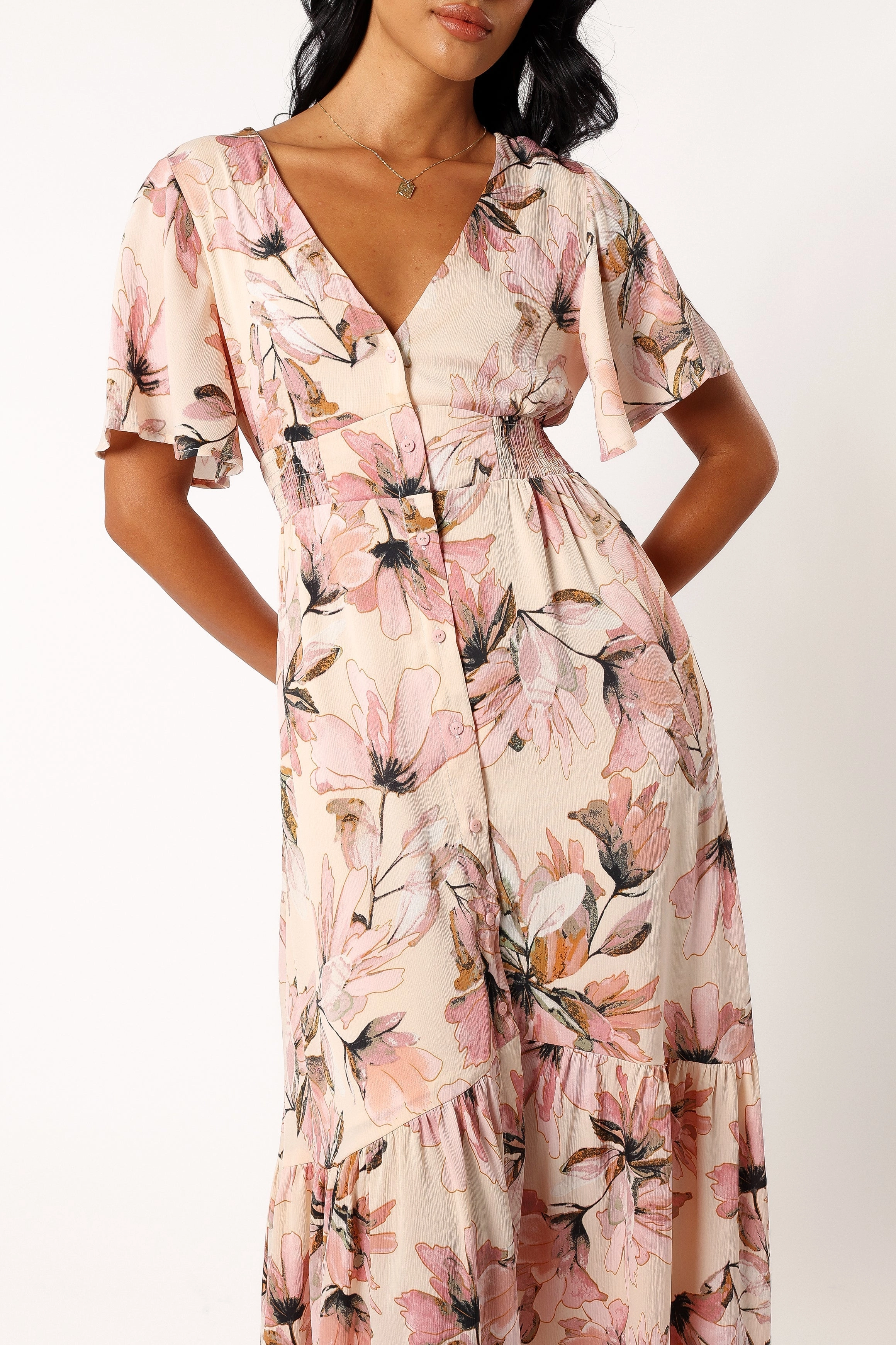 Layla Midi Dress - Pink Floral