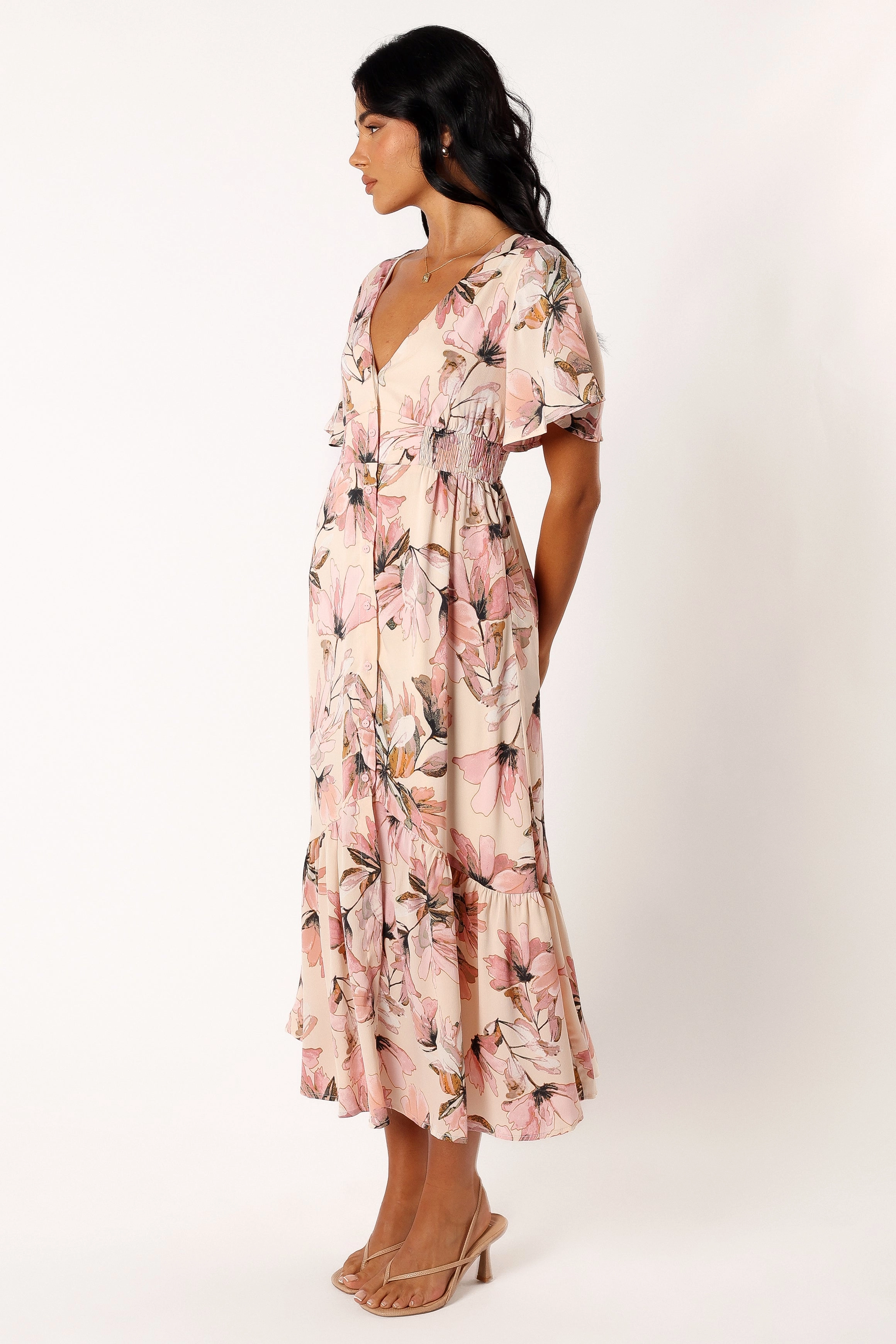 Layla Midi Dress - Pink Floral