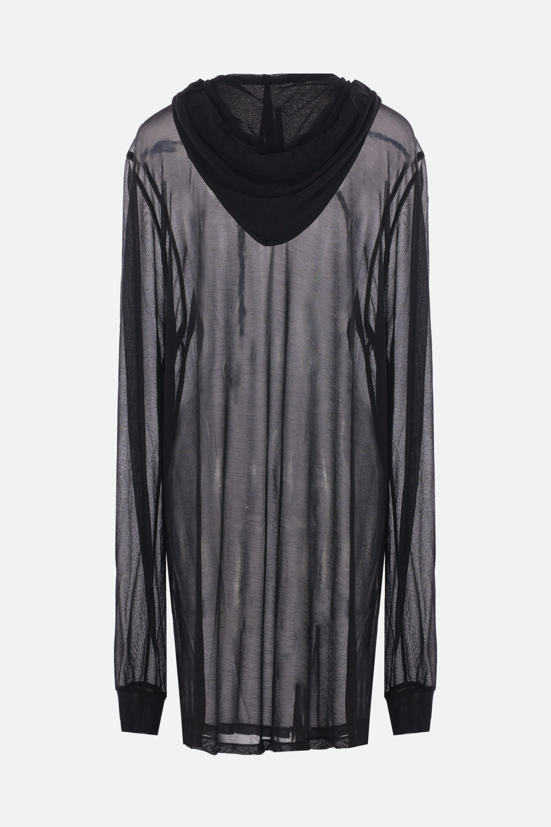 long-fit hoodie in semi-sheer viscose
