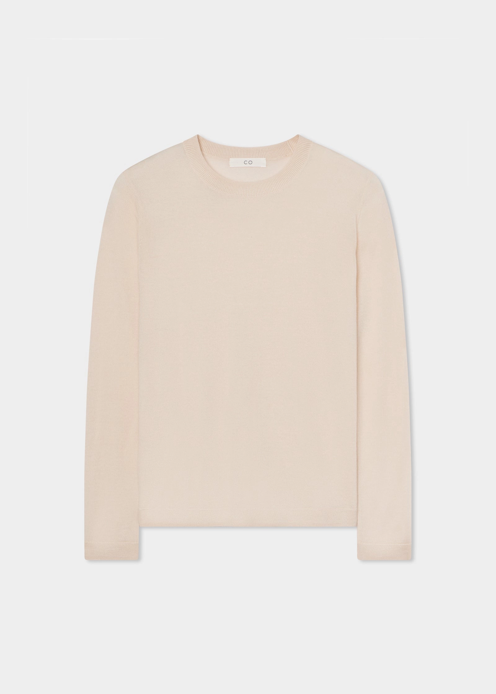 Long Sleeve Crew in Fine Cashmere - Whisper Pink