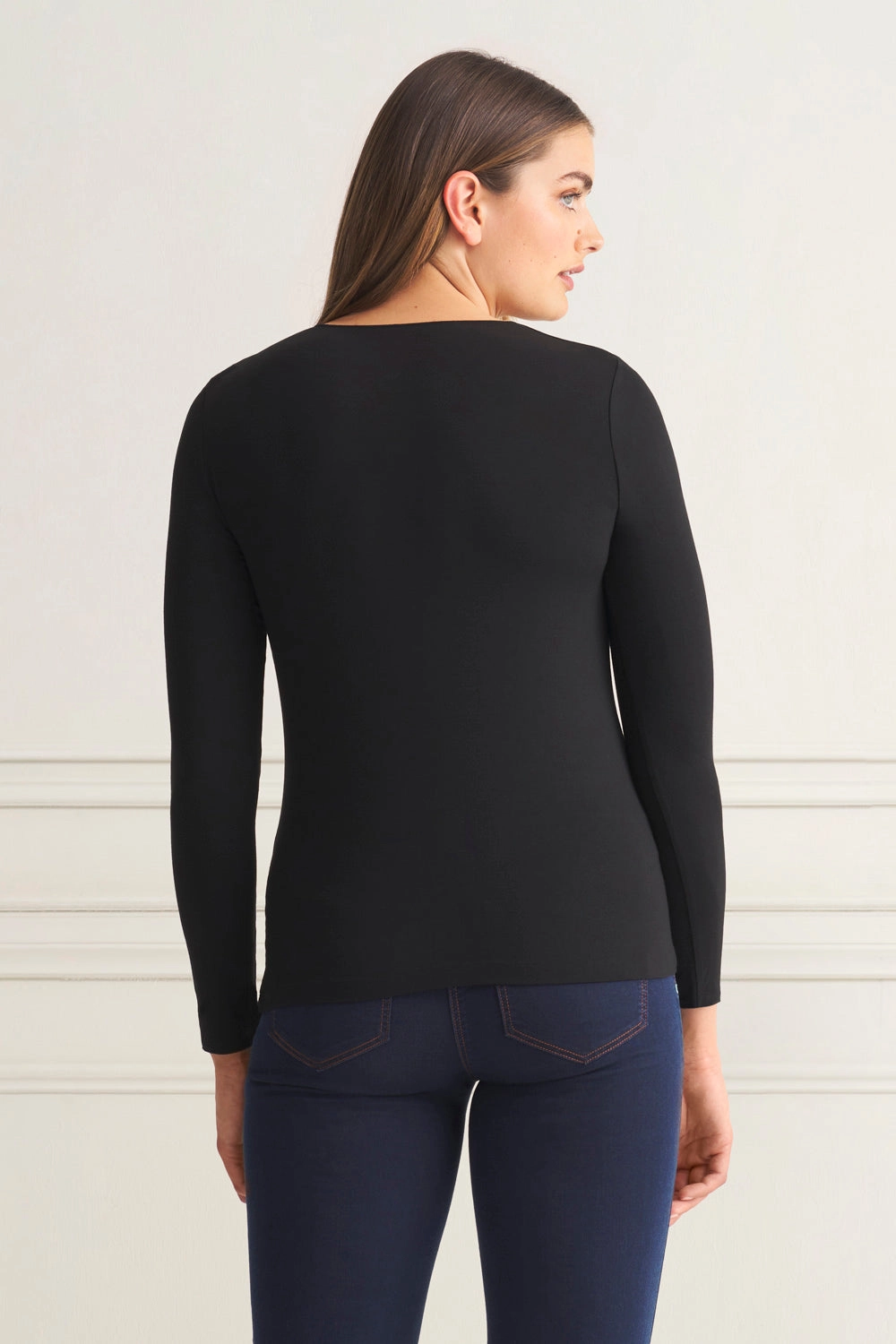 Long Sleeve Crew Neck Top - Black