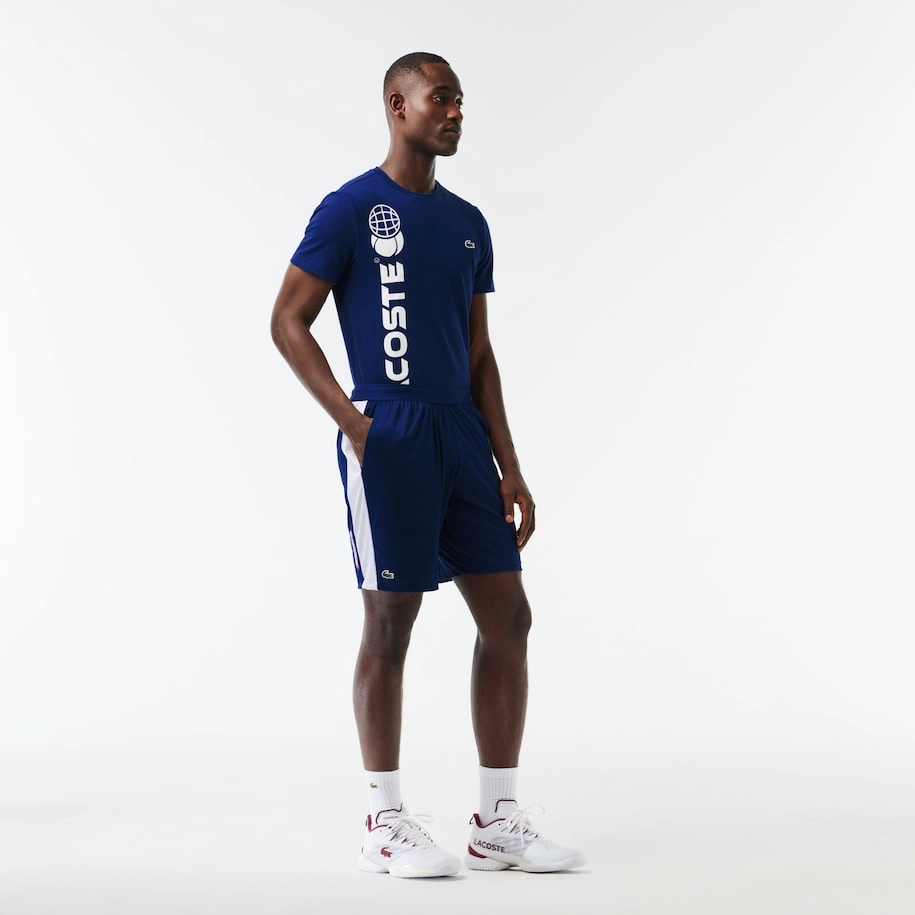 Men's Lacoste Tennis x Daniil Medvedev Regular Fit Shorts  Navy Blue / White
