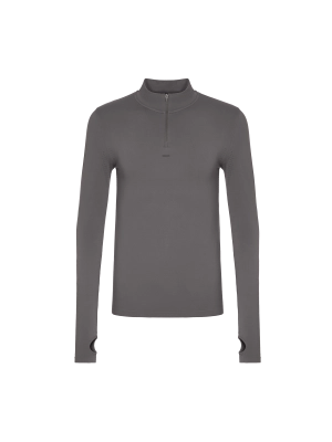 Men's Plant-Stretch Long Sleeve Half-Zip Top—Volcanic Grey