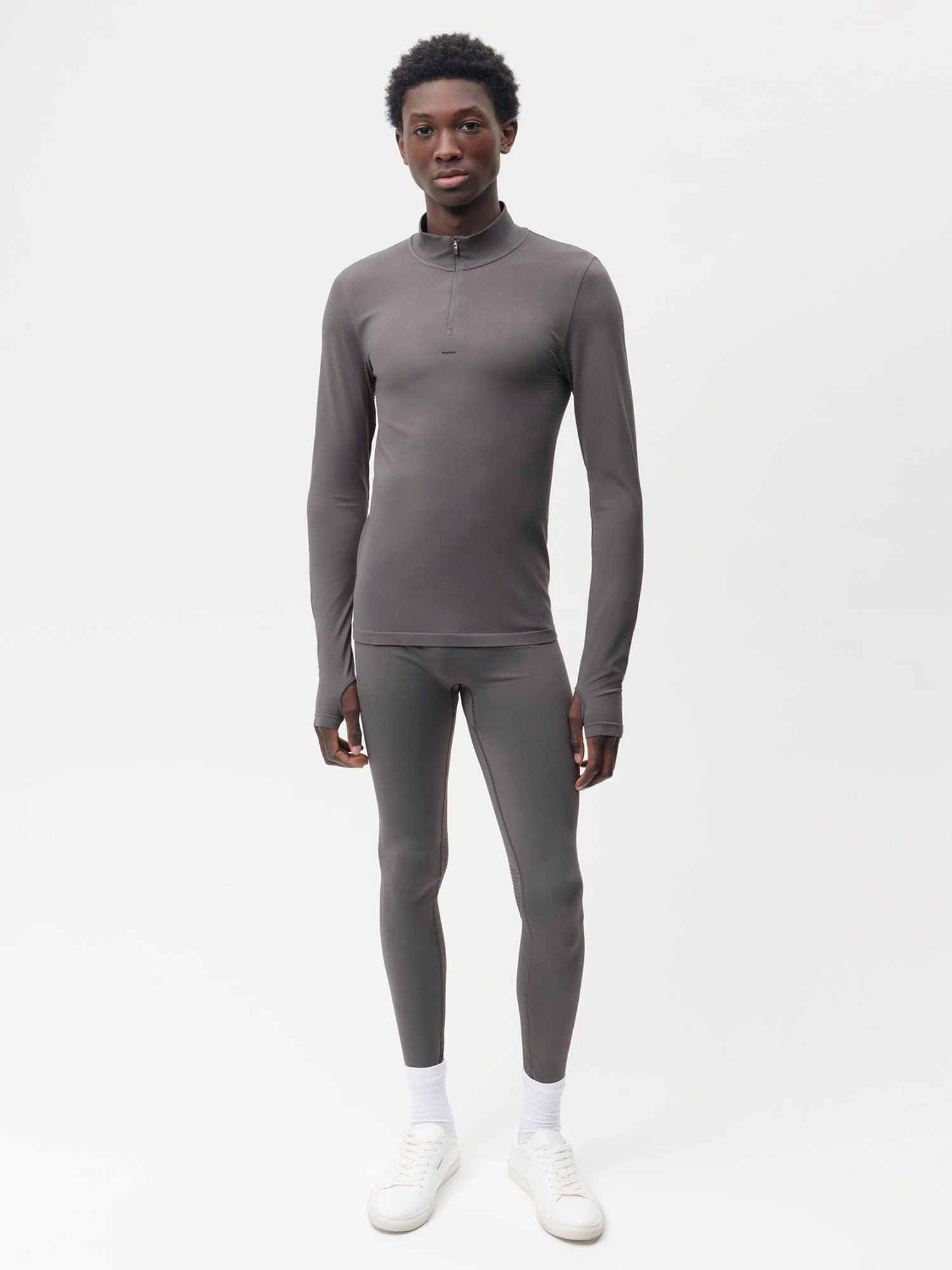 Men's Plant-Stretch Long Sleeve Half-Zip Top—Volcanic Grey