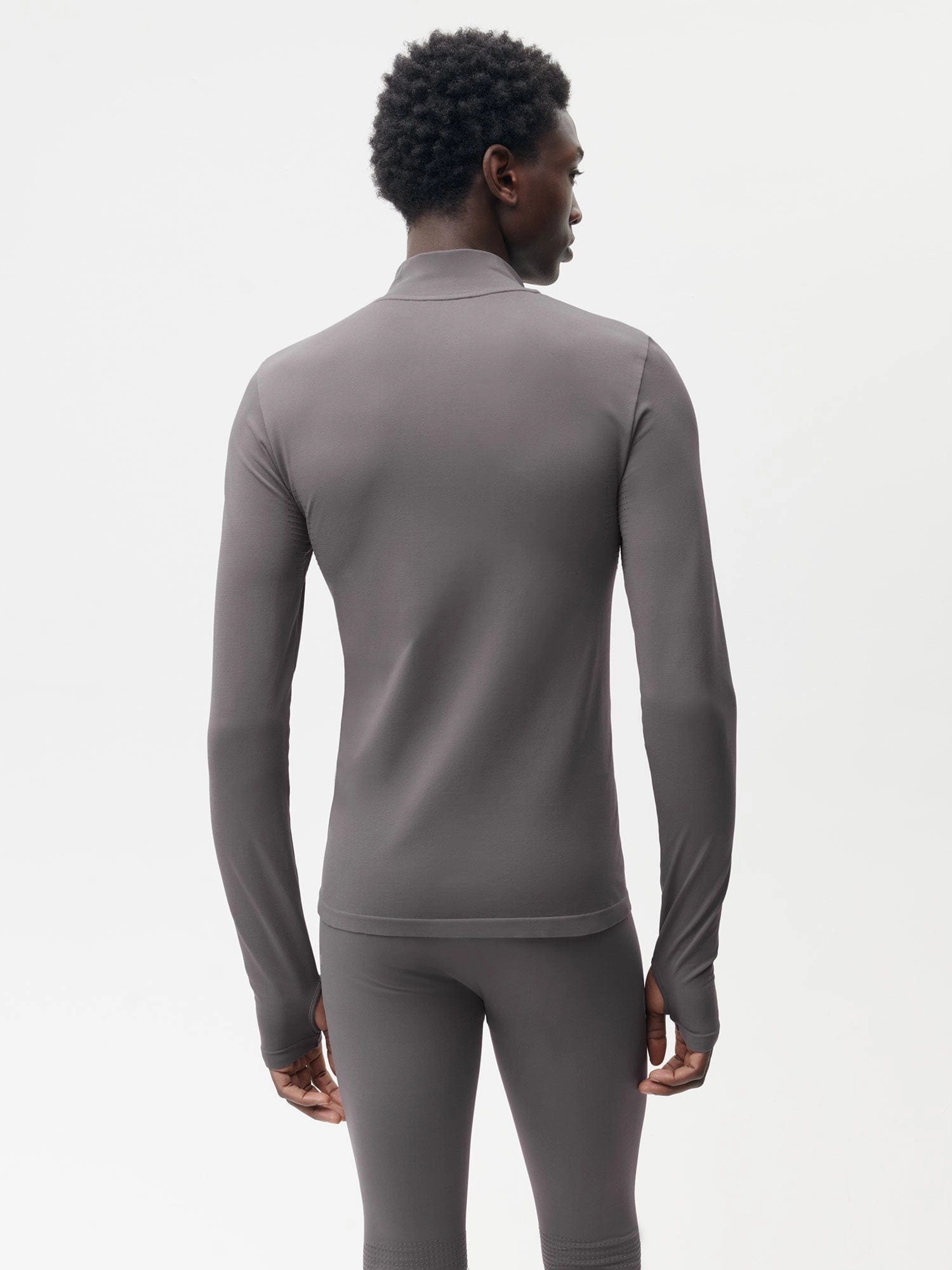 Men's Plant-Stretch Long Sleeve Half-Zip Top—Volcanic Grey