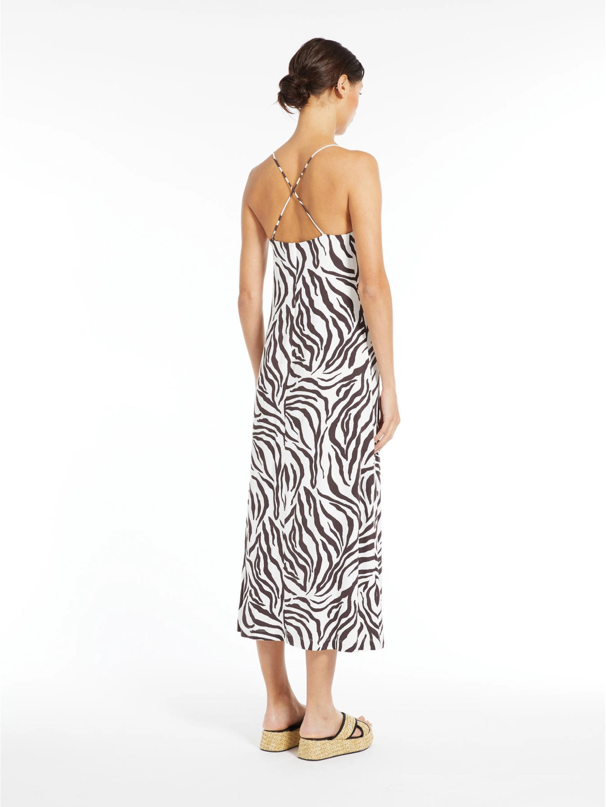 Midi Dress with Brown All Over Print