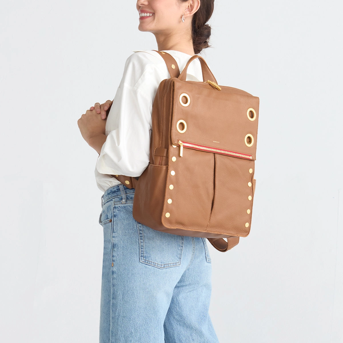 Montana Backpack | Mahogany Pebble/Brushed Gold Red Zip | XL