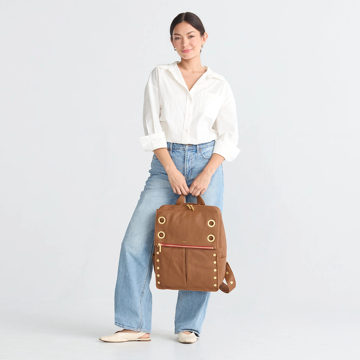Montana Backpack | Mahogany Pebble/Brushed Gold Red Zip | XL