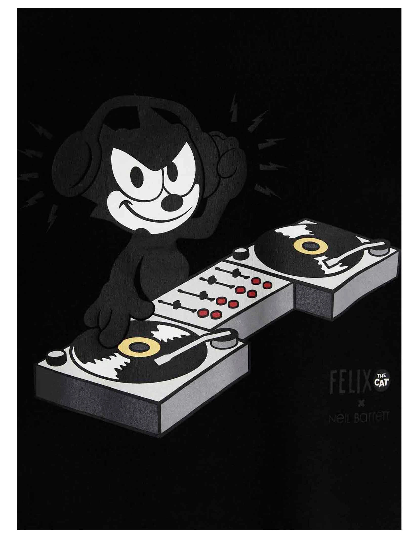 Neil Barrett x Felix The Cat Graphic Print Layered Long Sleeved T-Shirt