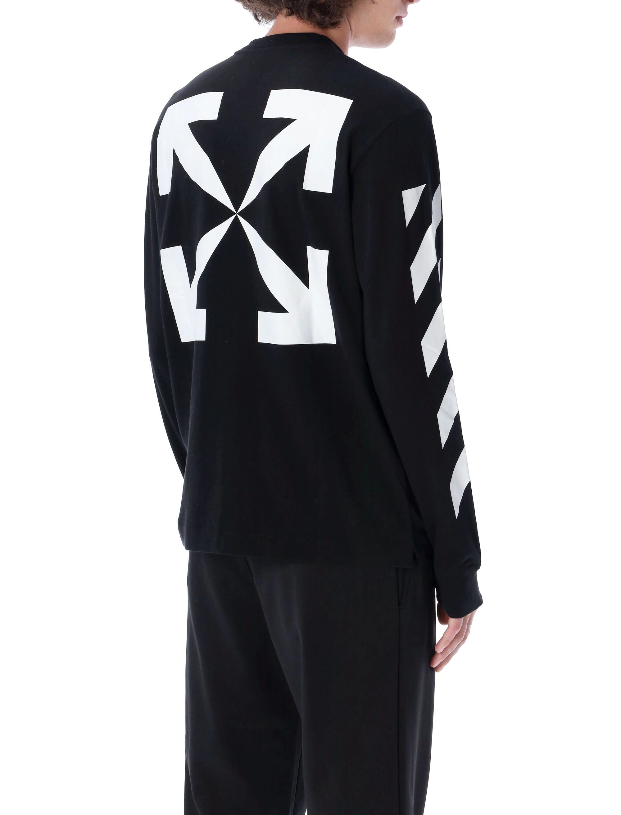 Off-White Diagonal Printed Arrow Long-Sleeved T-Shirt