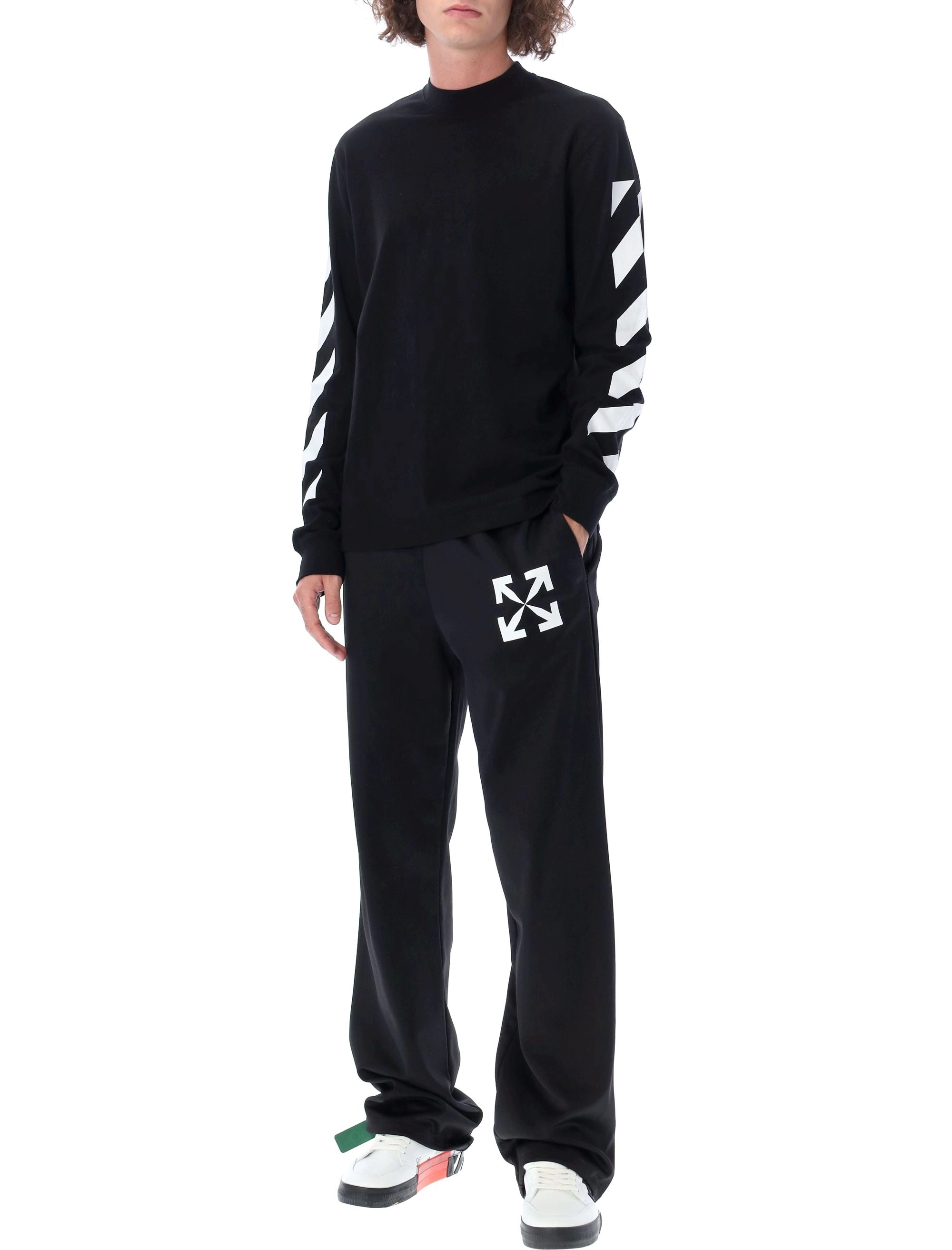 Off-White Diagonal Printed Arrow Long-Sleeved T-Shirt