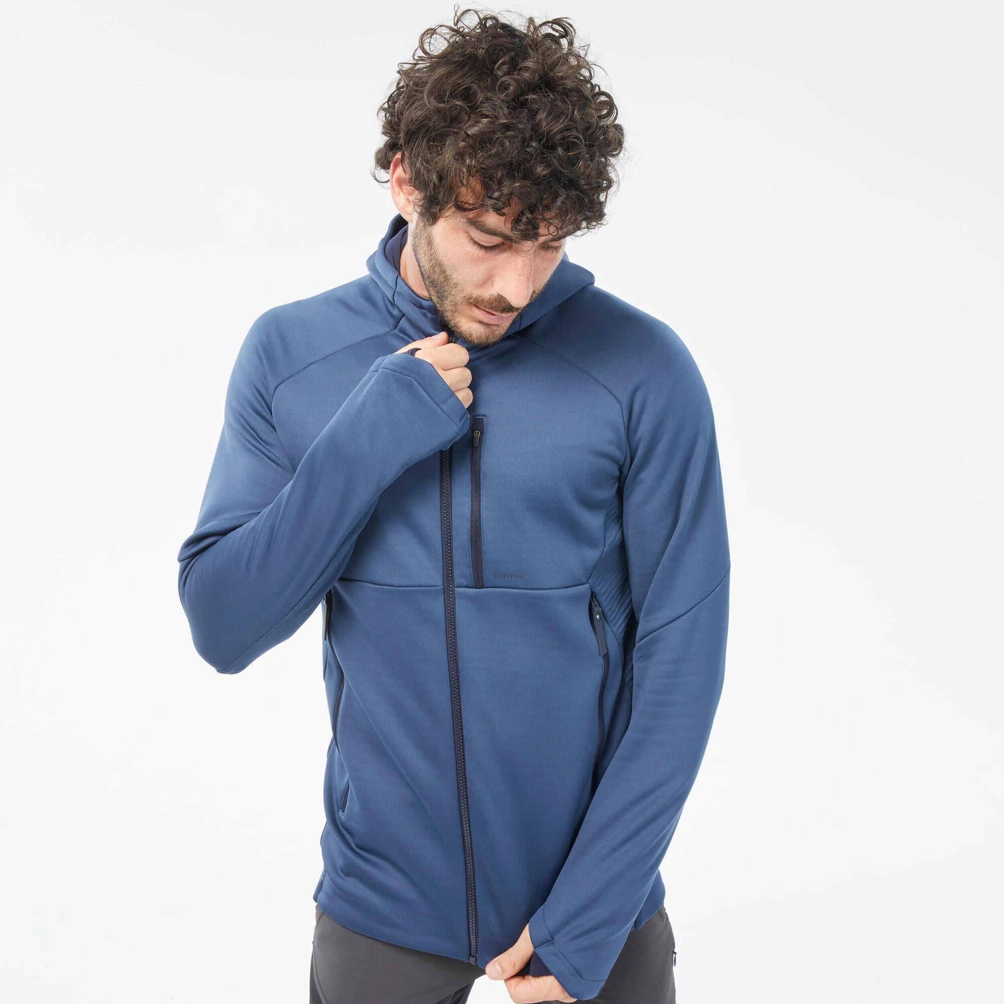 Quechua Men's MH520 Hood Hiking Fleece Jacket