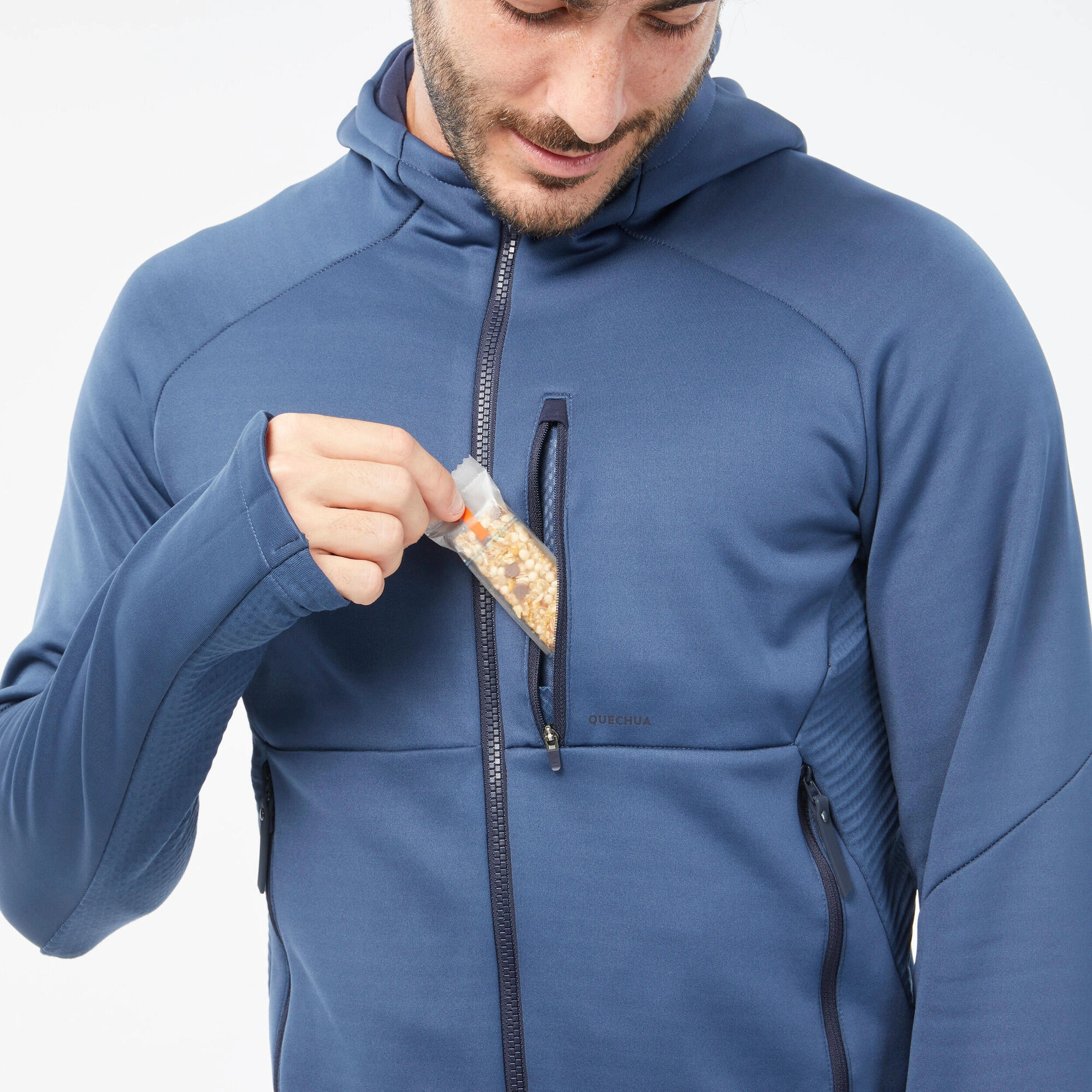 Quechua Men's MH520 Hood Hiking Fleece Jacket