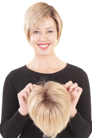 Sale - Belle Tress Toppers - Lace Front Mono Topper 6" (#7009) - Color: Champagne with Apple Pie