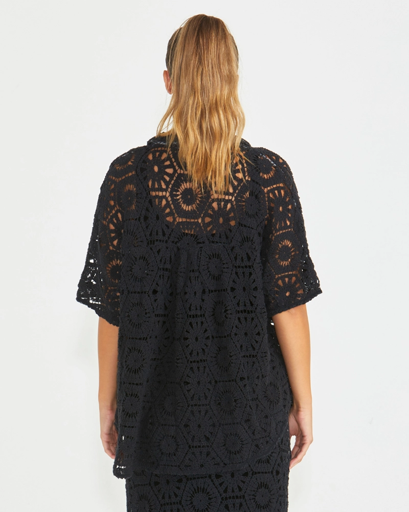 Sass Clover Lace Shirt Black
