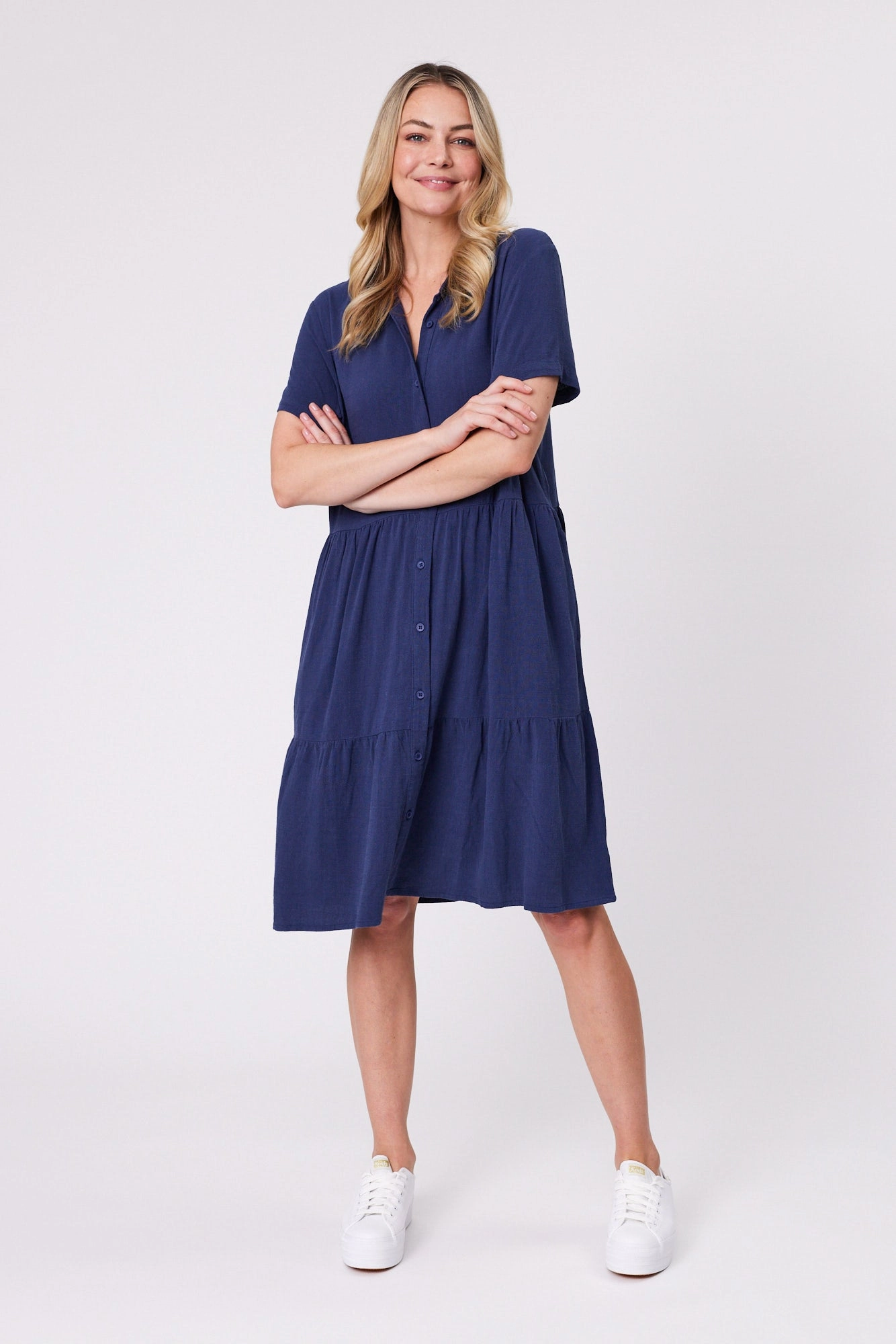 Shine On Essentials Shirt Dress Navy