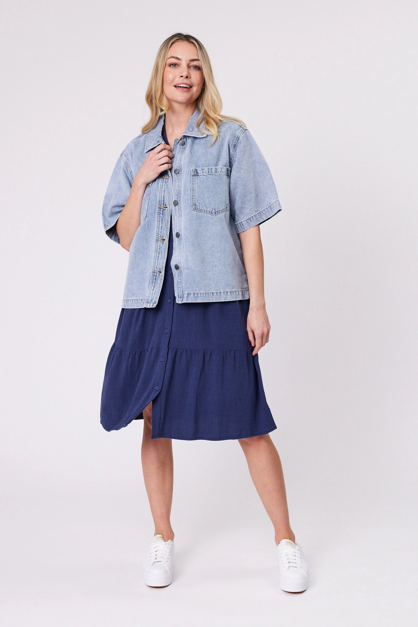 Shine On Essentials Shirt Dress Navy