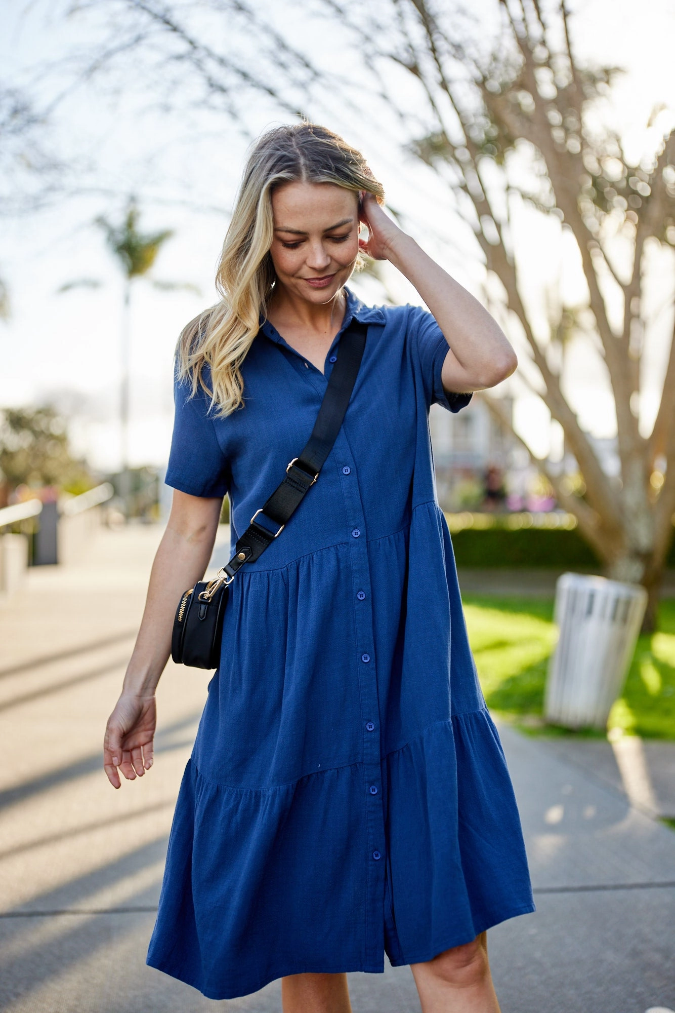 Shine On Essentials Shirt Dress Navy