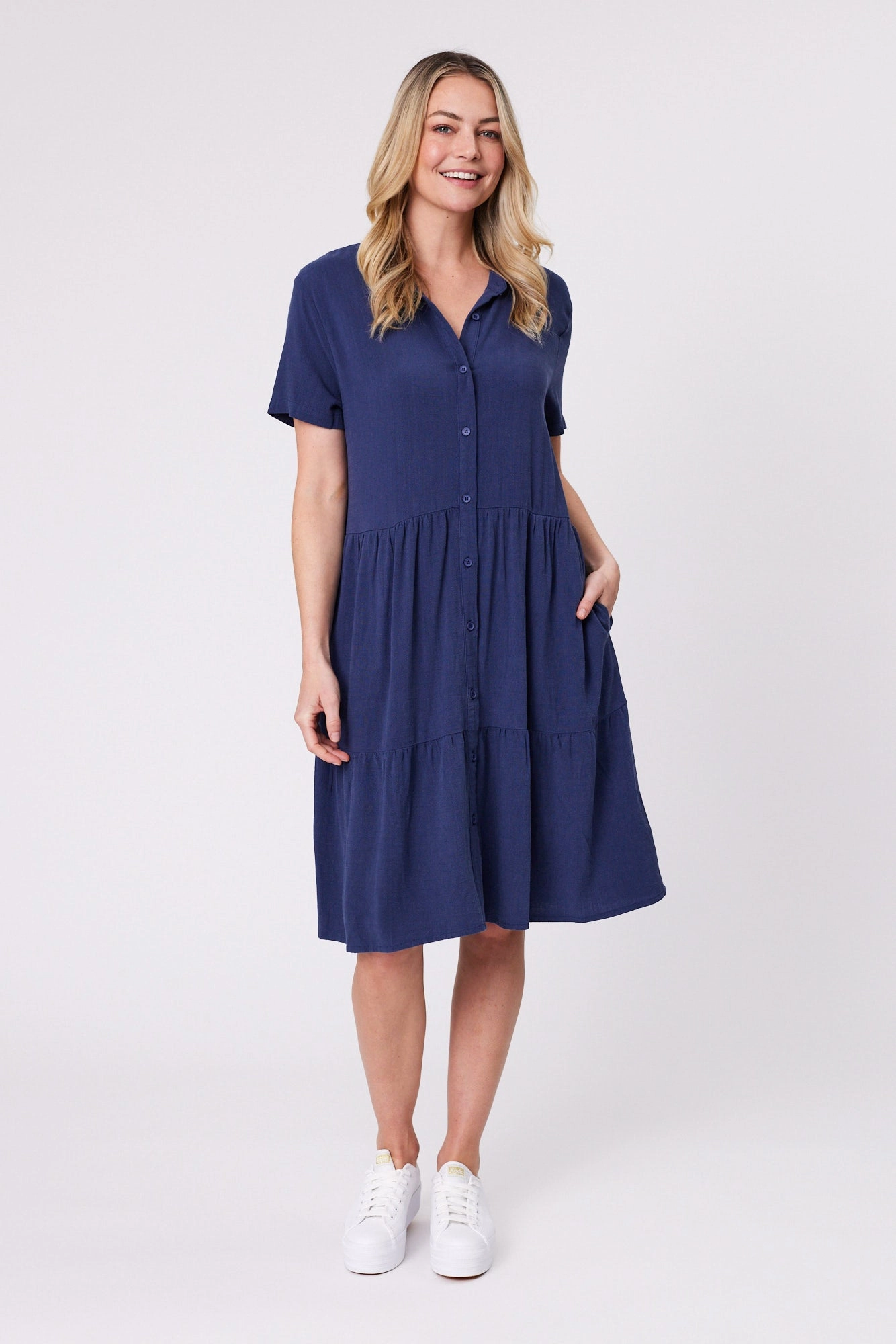 Shine On Essentials Shirt Dress Navy