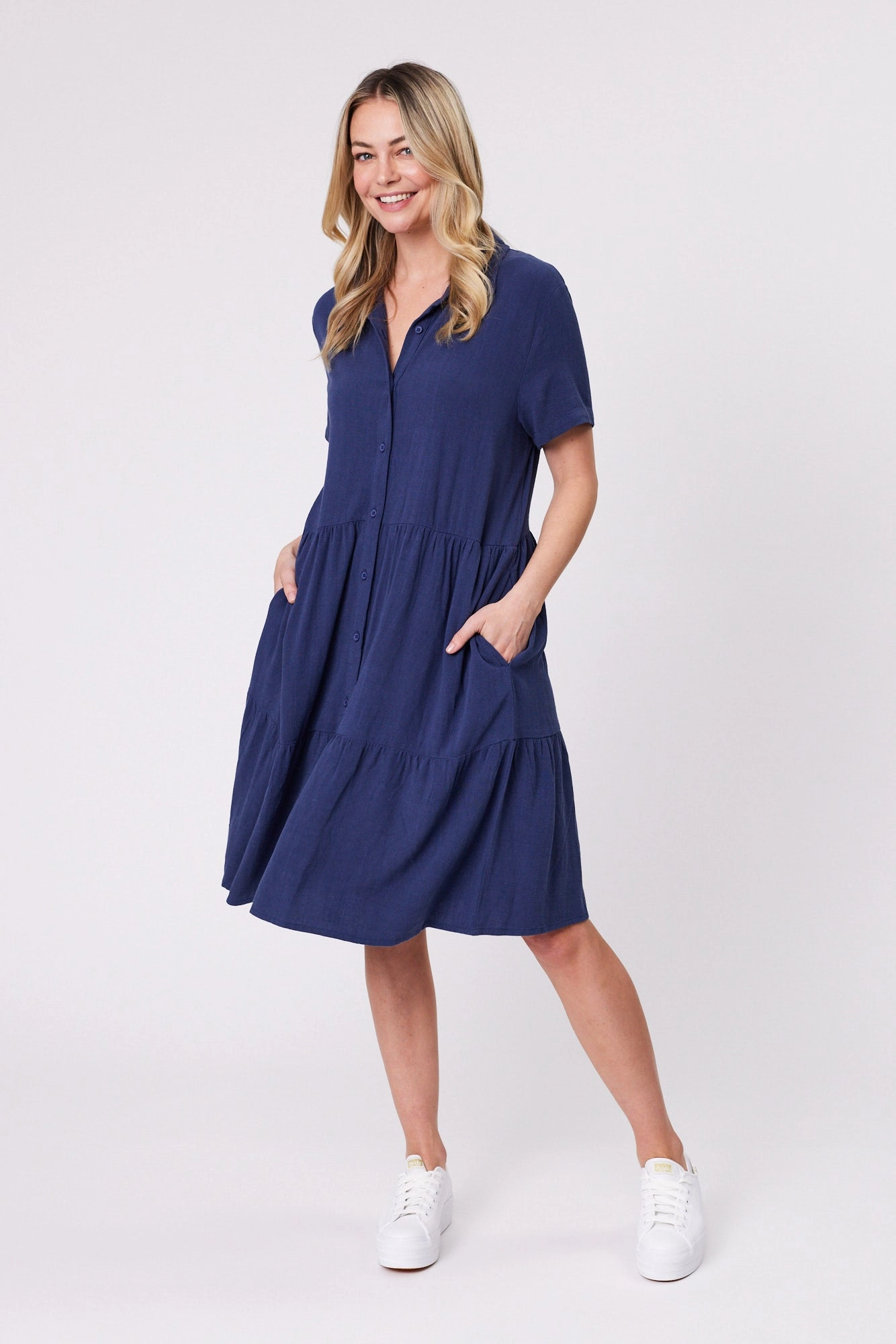 Shine On Essentials Shirt Dress Navy