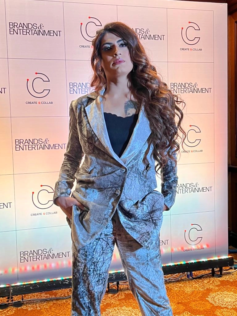 Shushant in our Forest Printed Velvet Oversized Blazer paired with Forest Printed Velvet Flared Pants from Matrix Collection