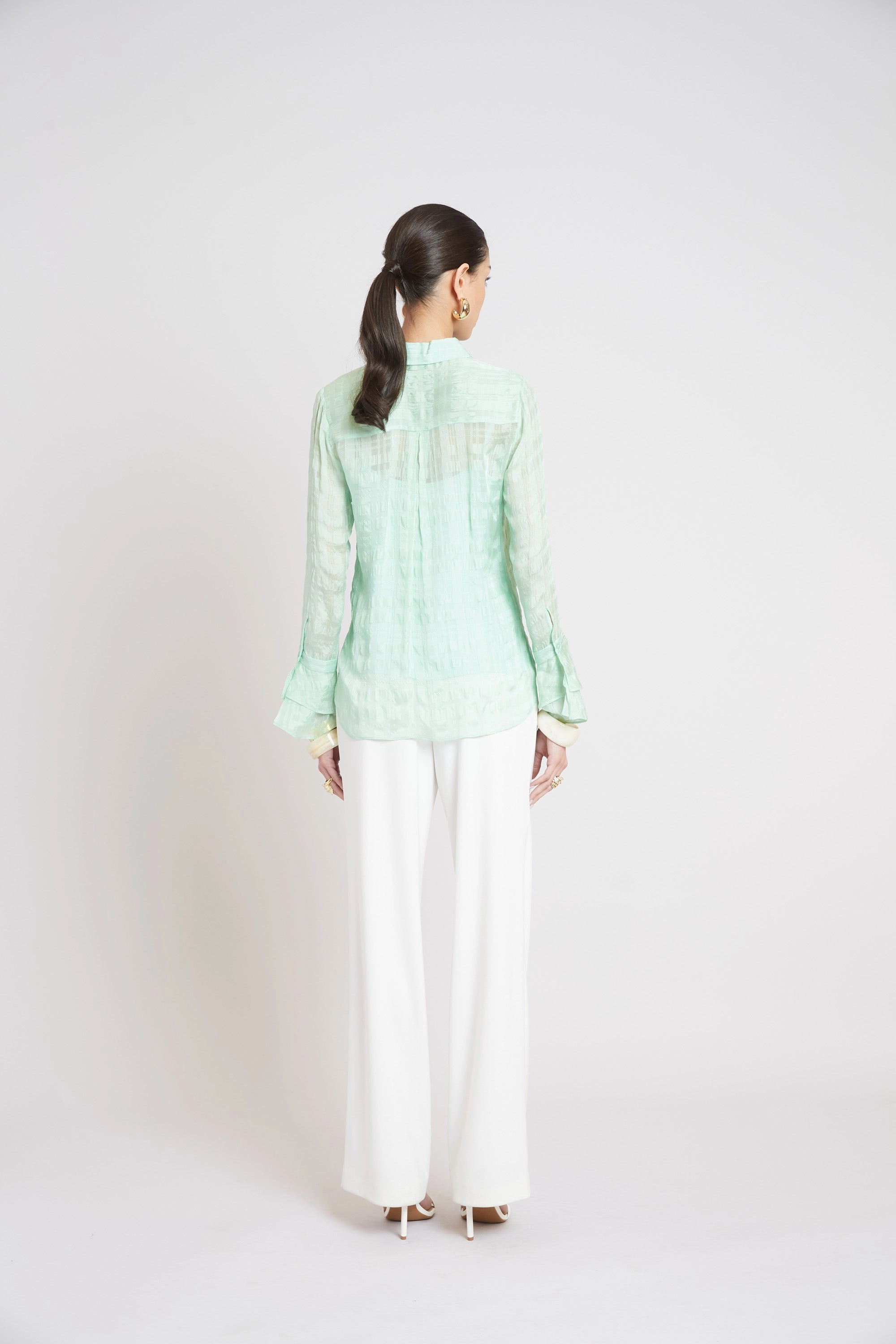 Silk Plaid Jacquard Shirt