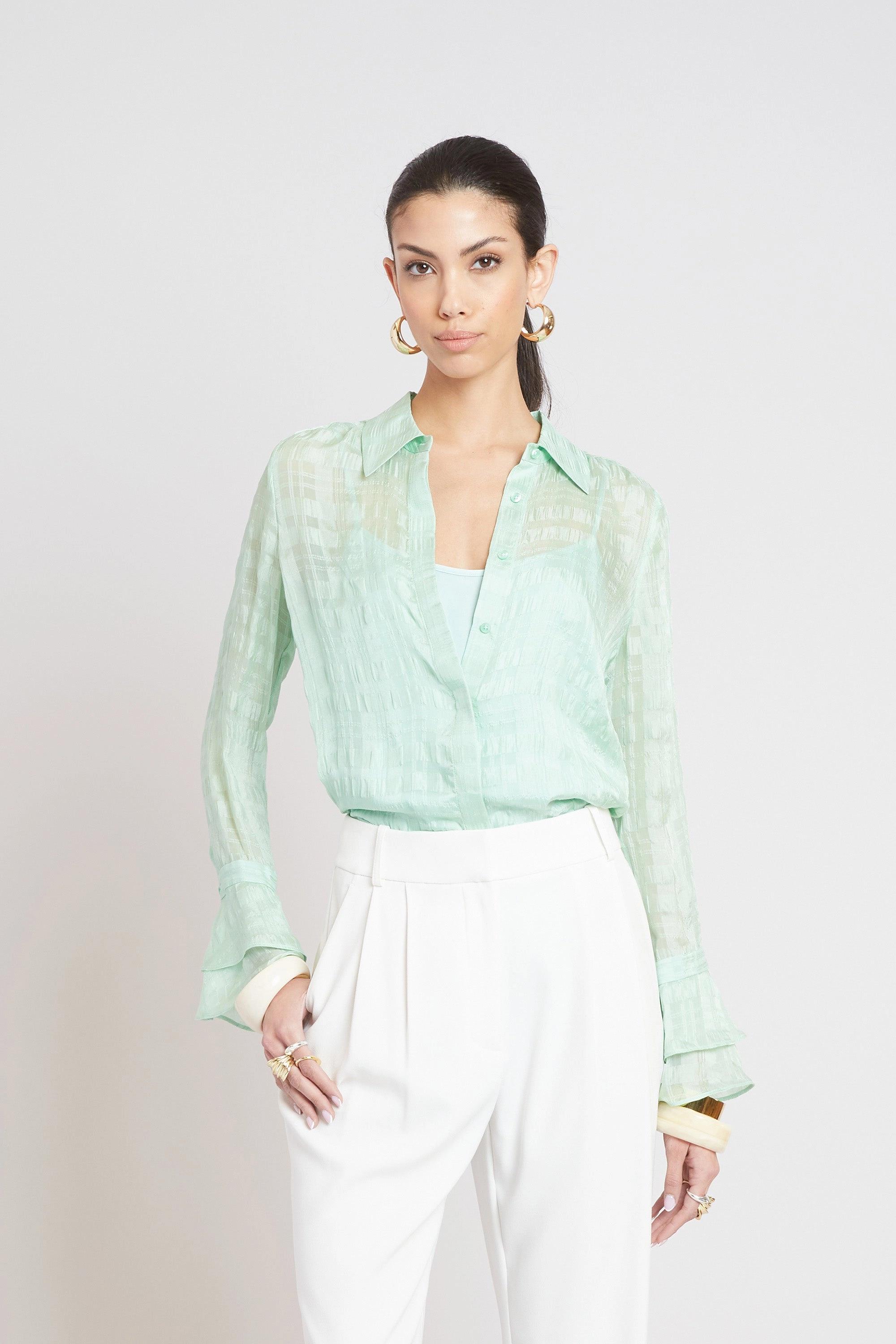 Silk Plaid Jacquard Shirt