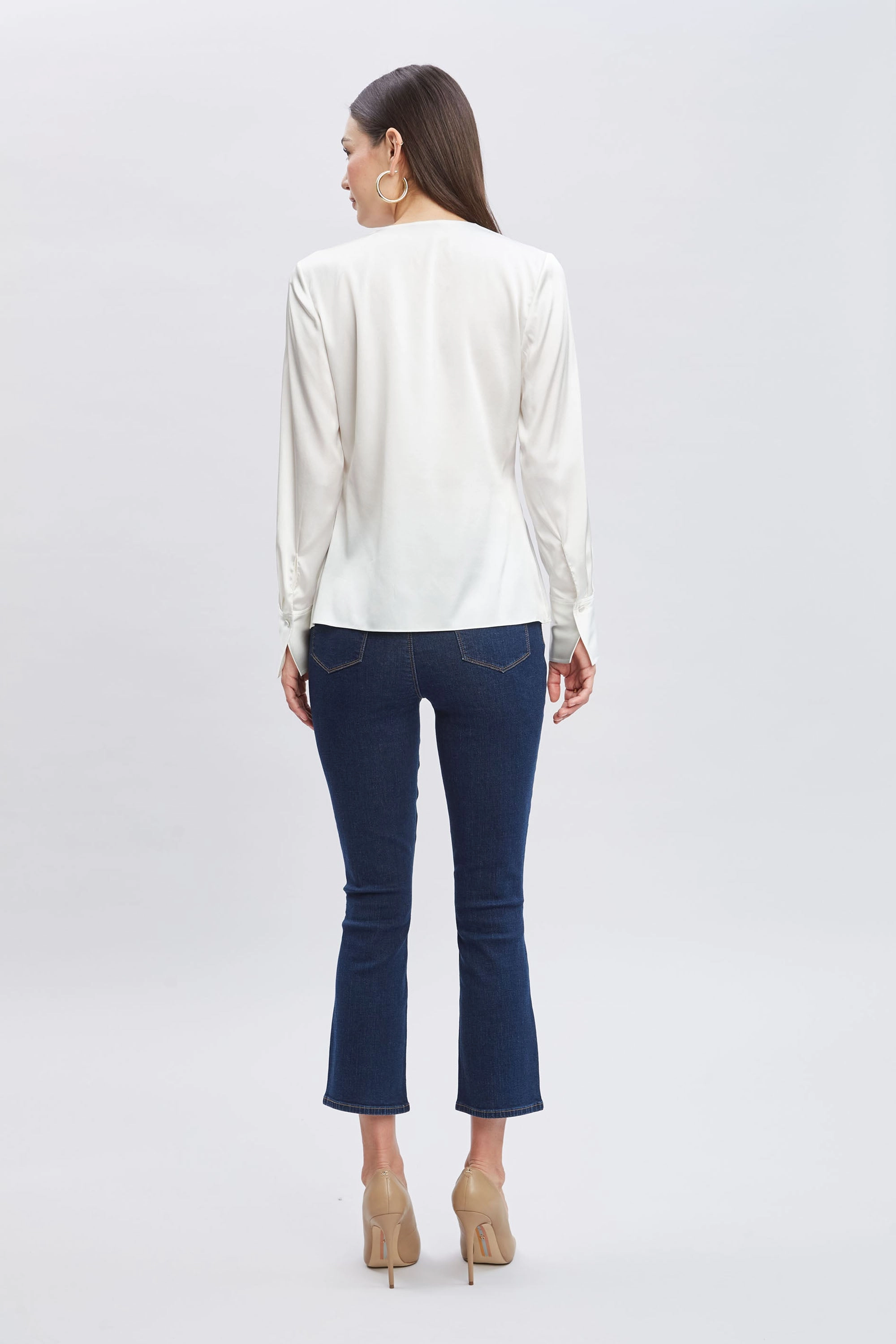 Silk Satin Contour Ruffle Shirt