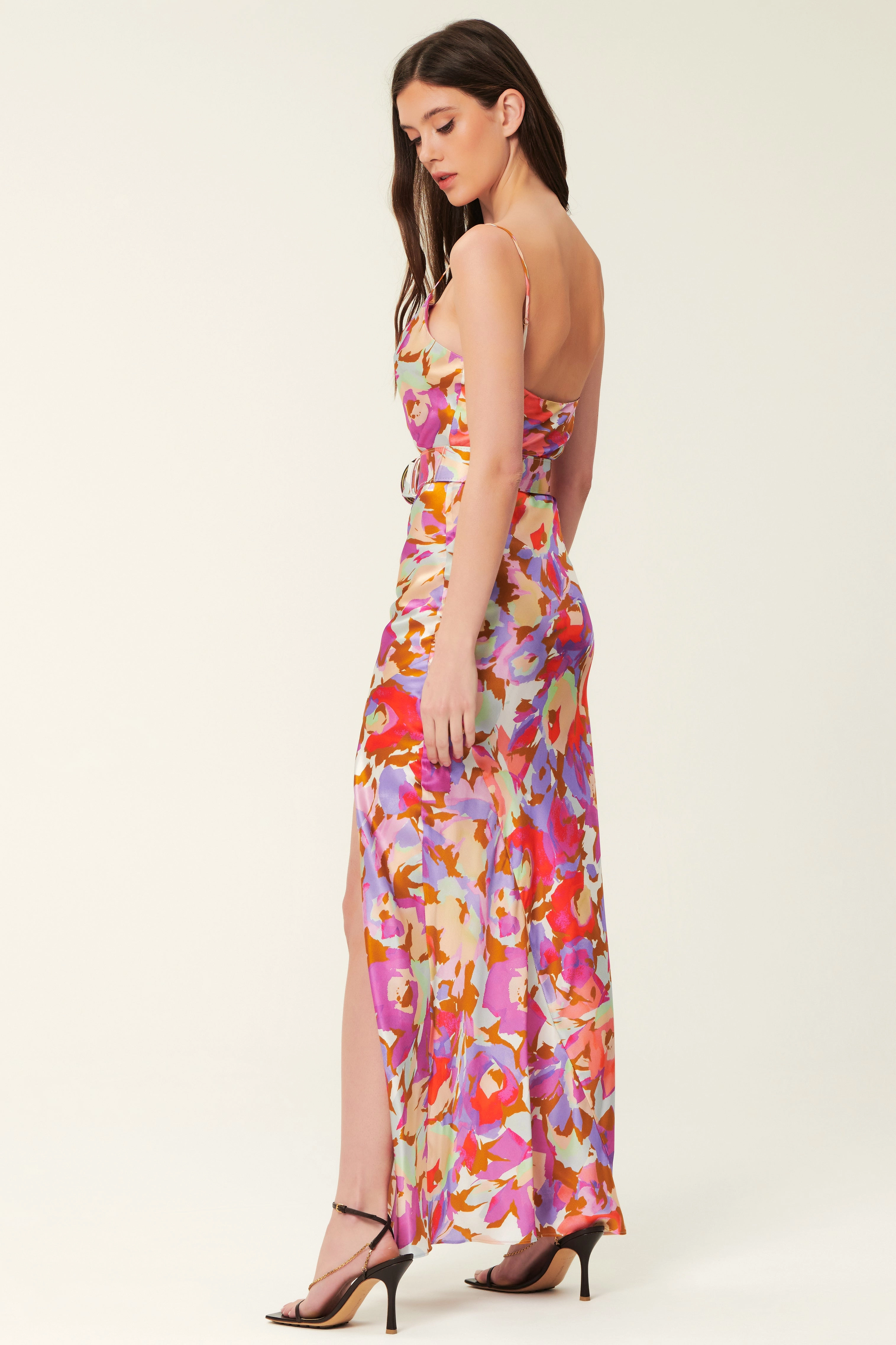Simone Cowl Neck Dress - Abstract Floral