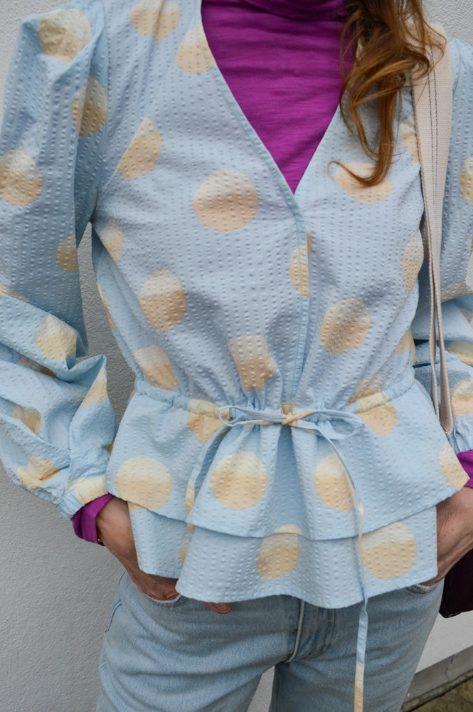Stella Nova Big Dot Light Blue Blouse