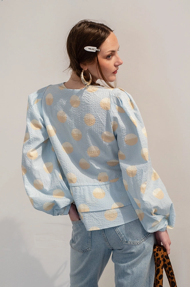 Stella Nova Big Dot Light Blue Blouse