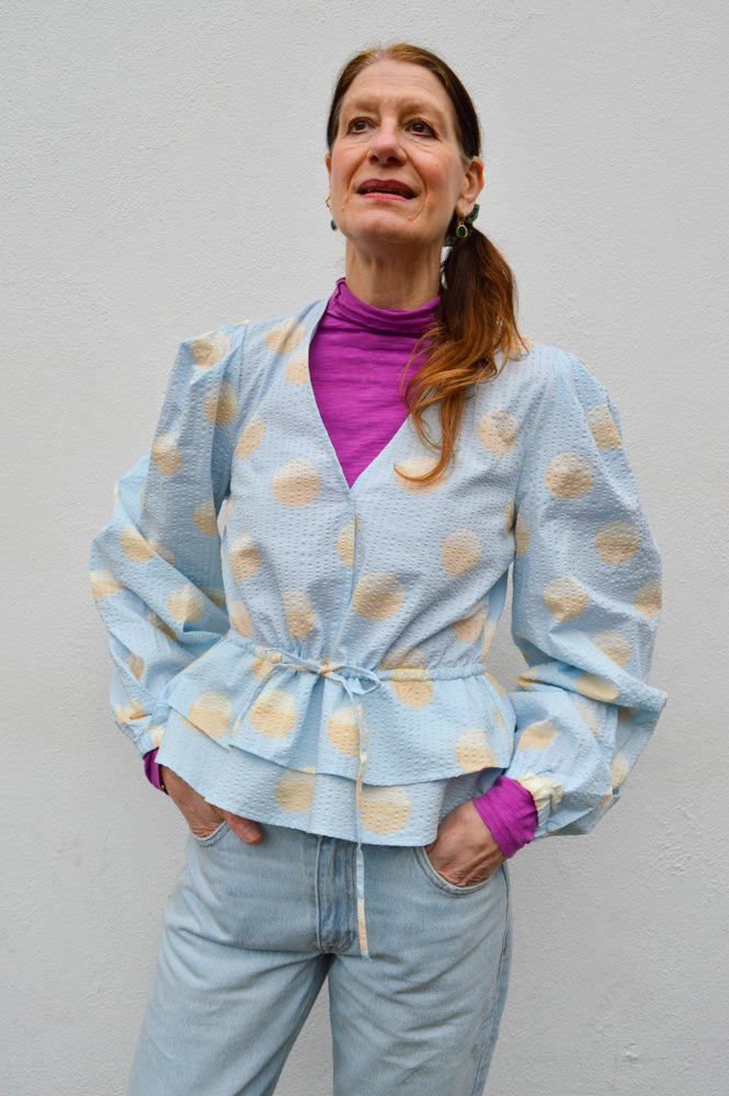 Stella Nova Big Dot Light Blue Blouse