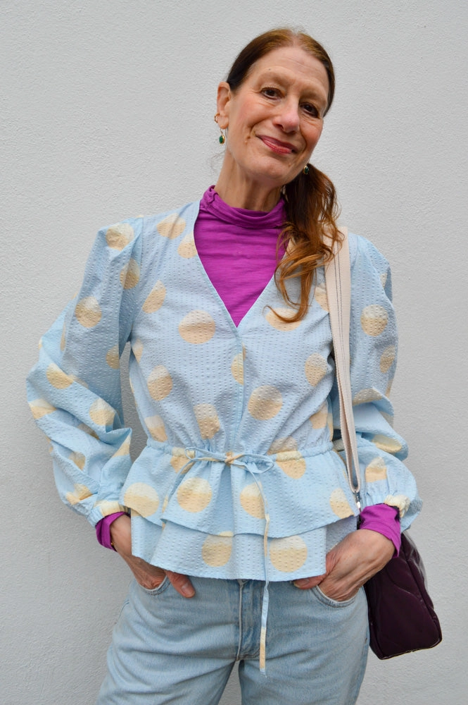 Stella Nova Big Dot Light Blue Blouse