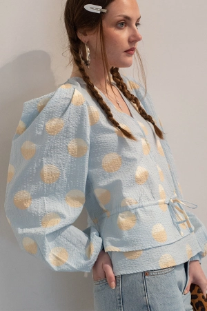 Stella Nova Big Dot Light Blue Blouse