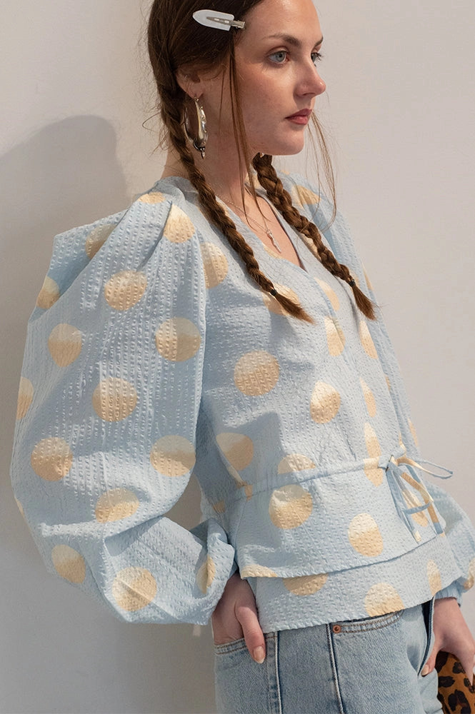 Stella Nova Big Dot Light Blue Blouse