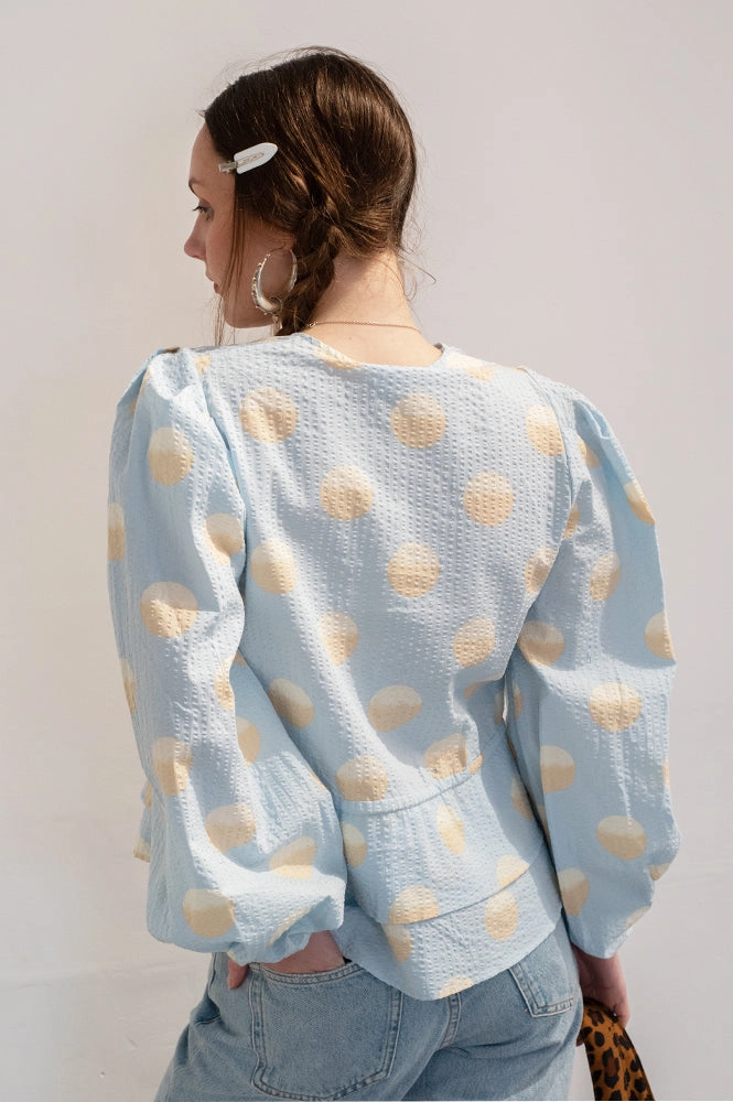 Stella Nova Big Dot Light Blue Blouse