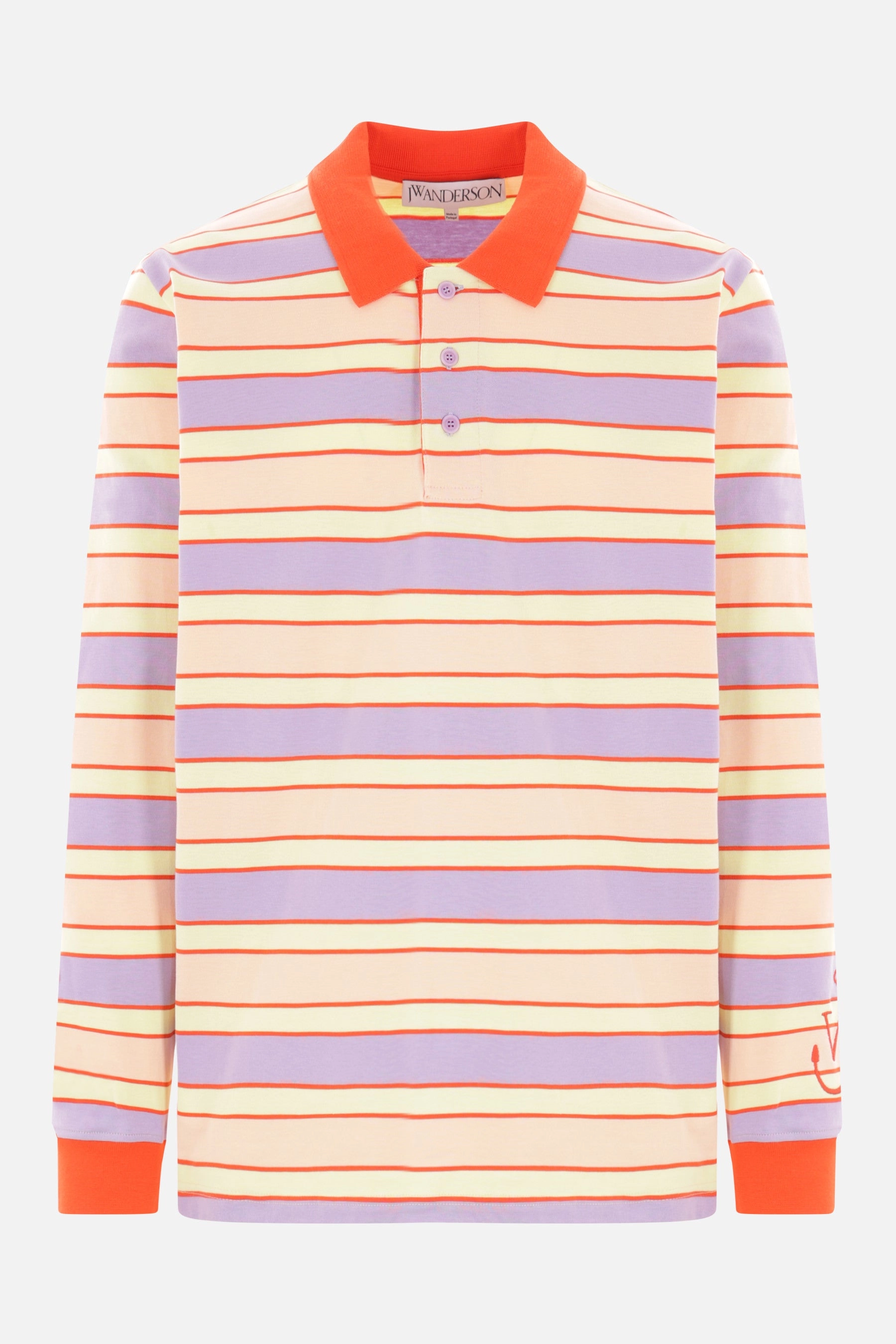 striped jersey long-sleeved polo shirt