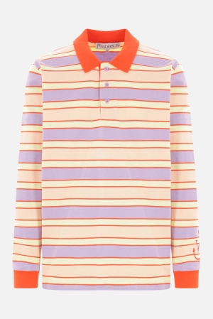 striped jersey long-sleeved polo shirt