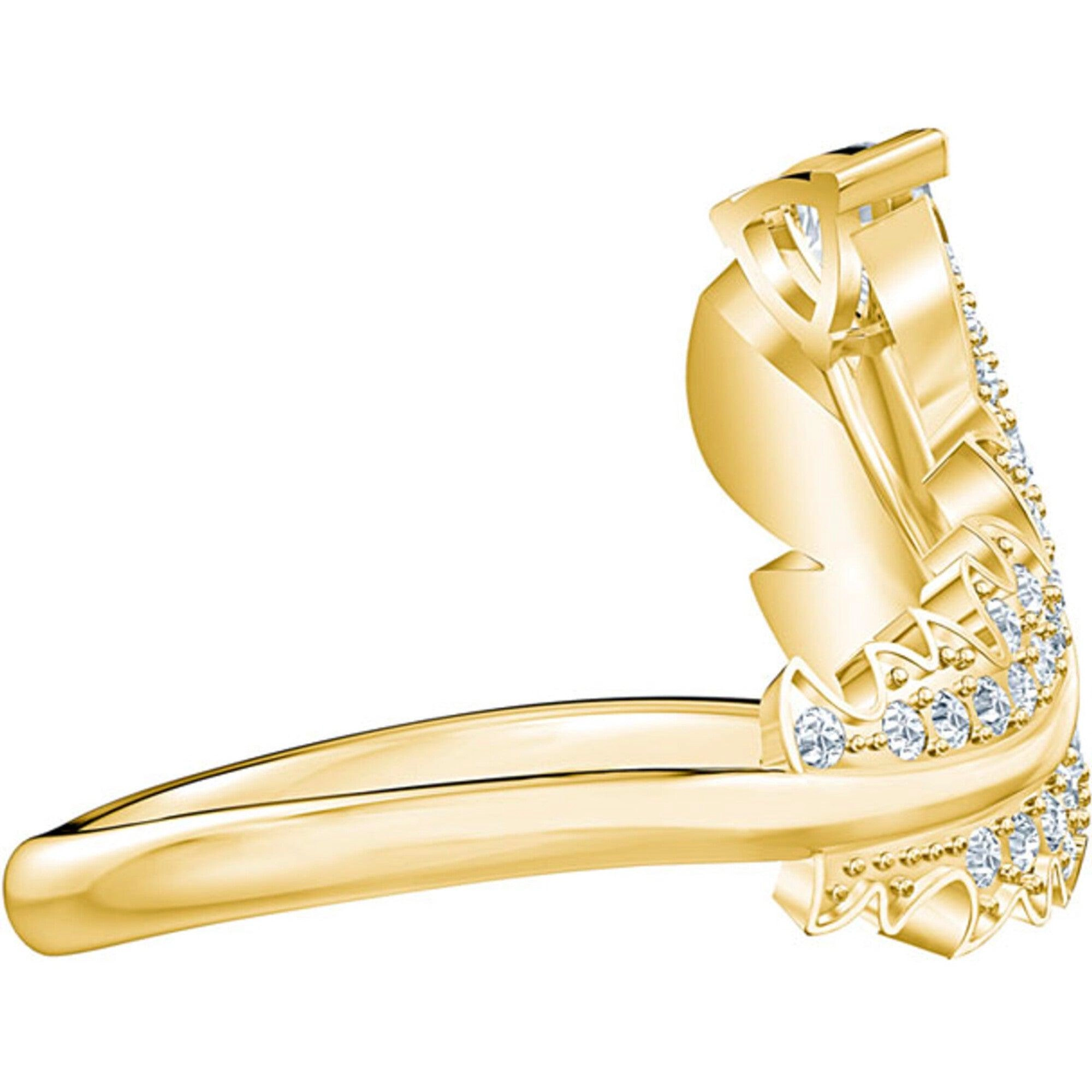 Swarovski Women's Ring - Nice Gold Tone Plated White Crystal Motif, Size 6.75 | 5515384