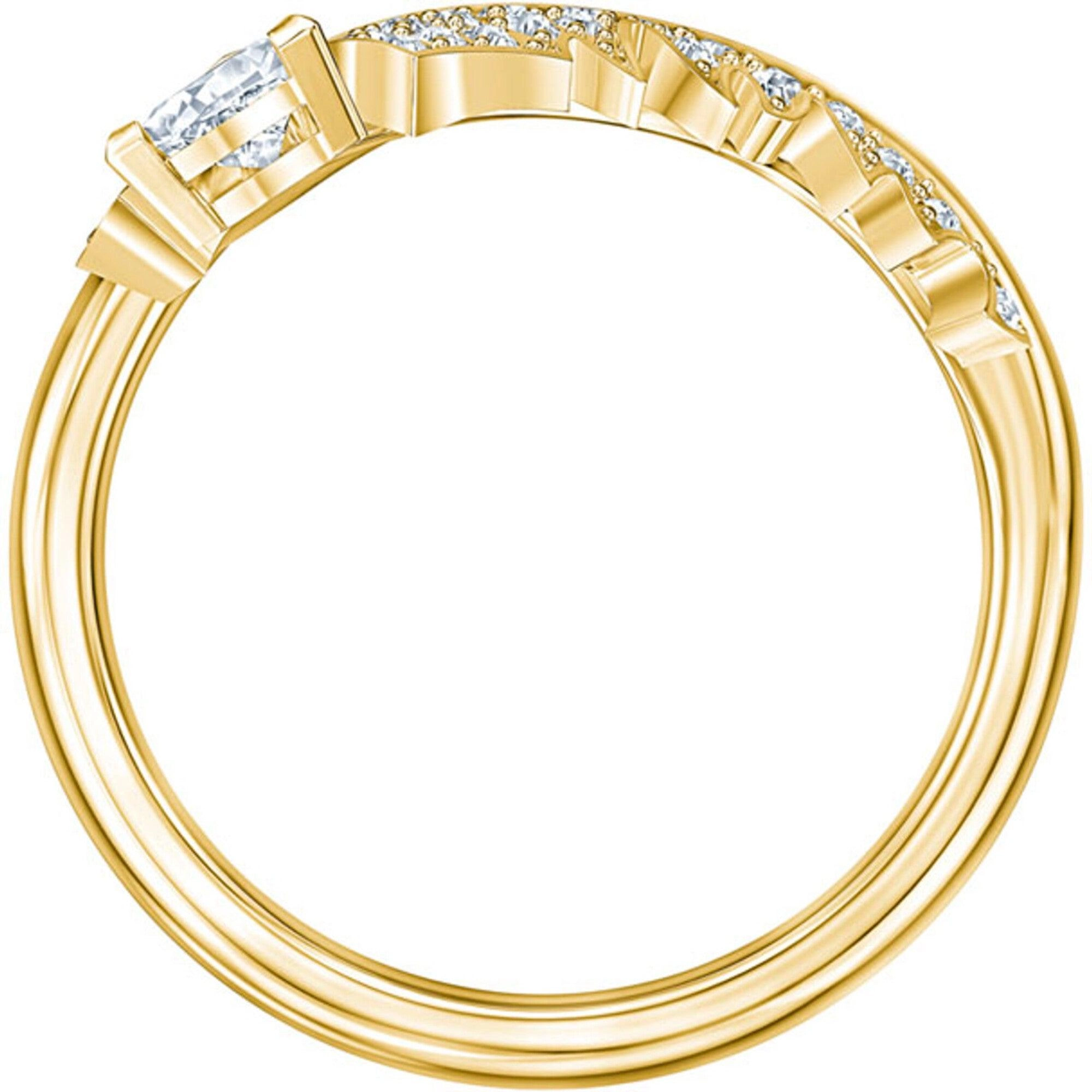 Swarovski Women's Ring - Nice Gold Tone Plated White Crystal Motif, Size 6.75 | 5515384