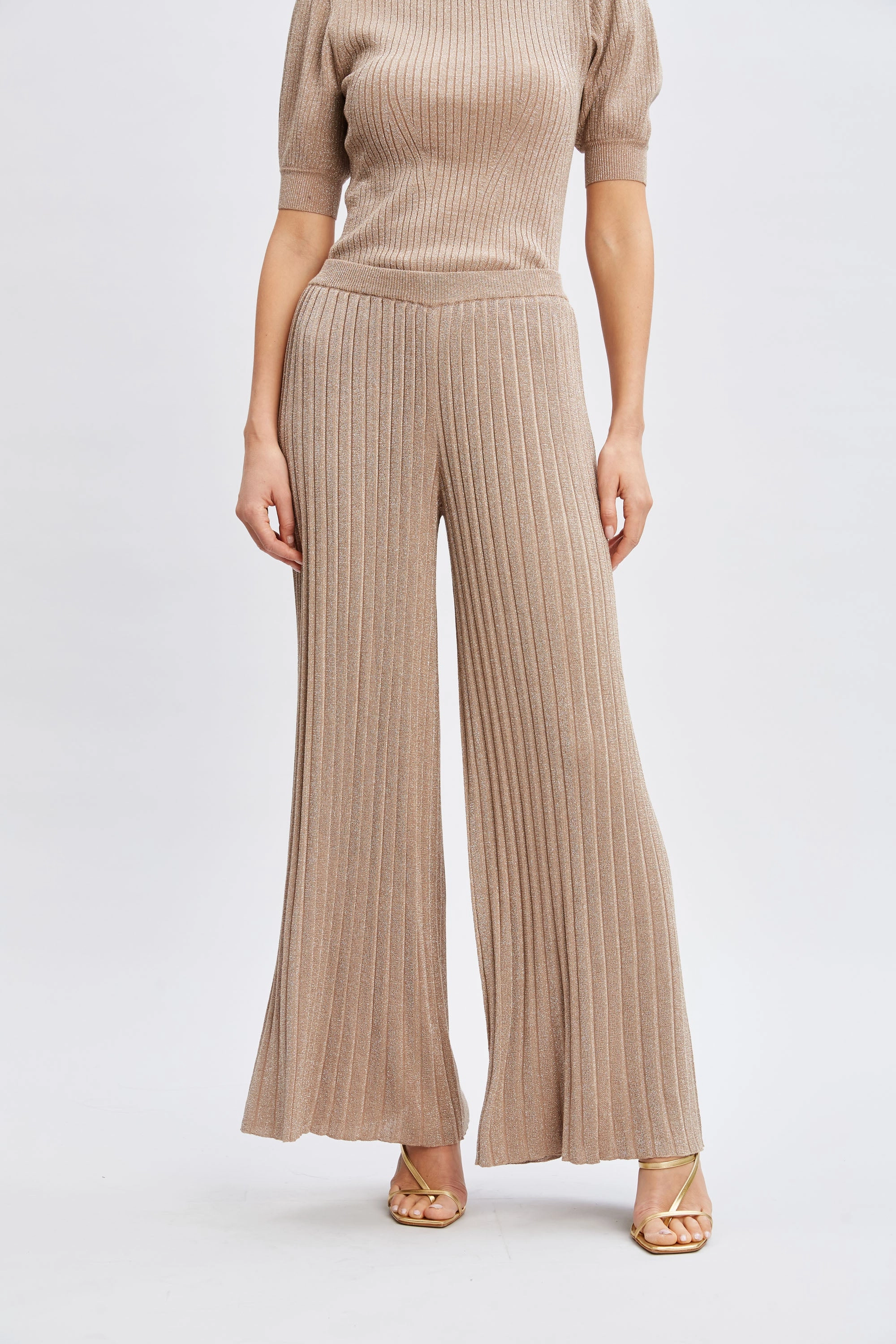 T-Tahari Metallic Wide Leg Pant