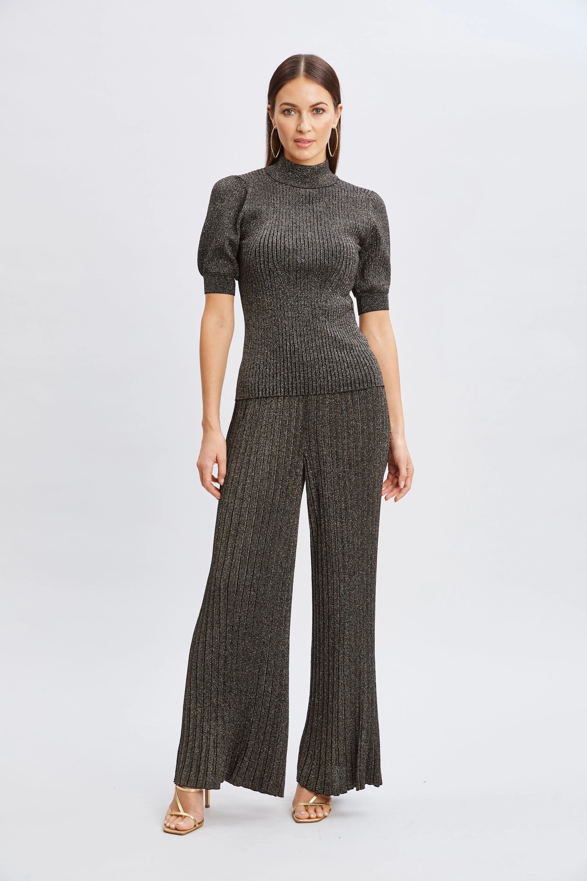 T-Tahari Metallic Wide Leg Pant