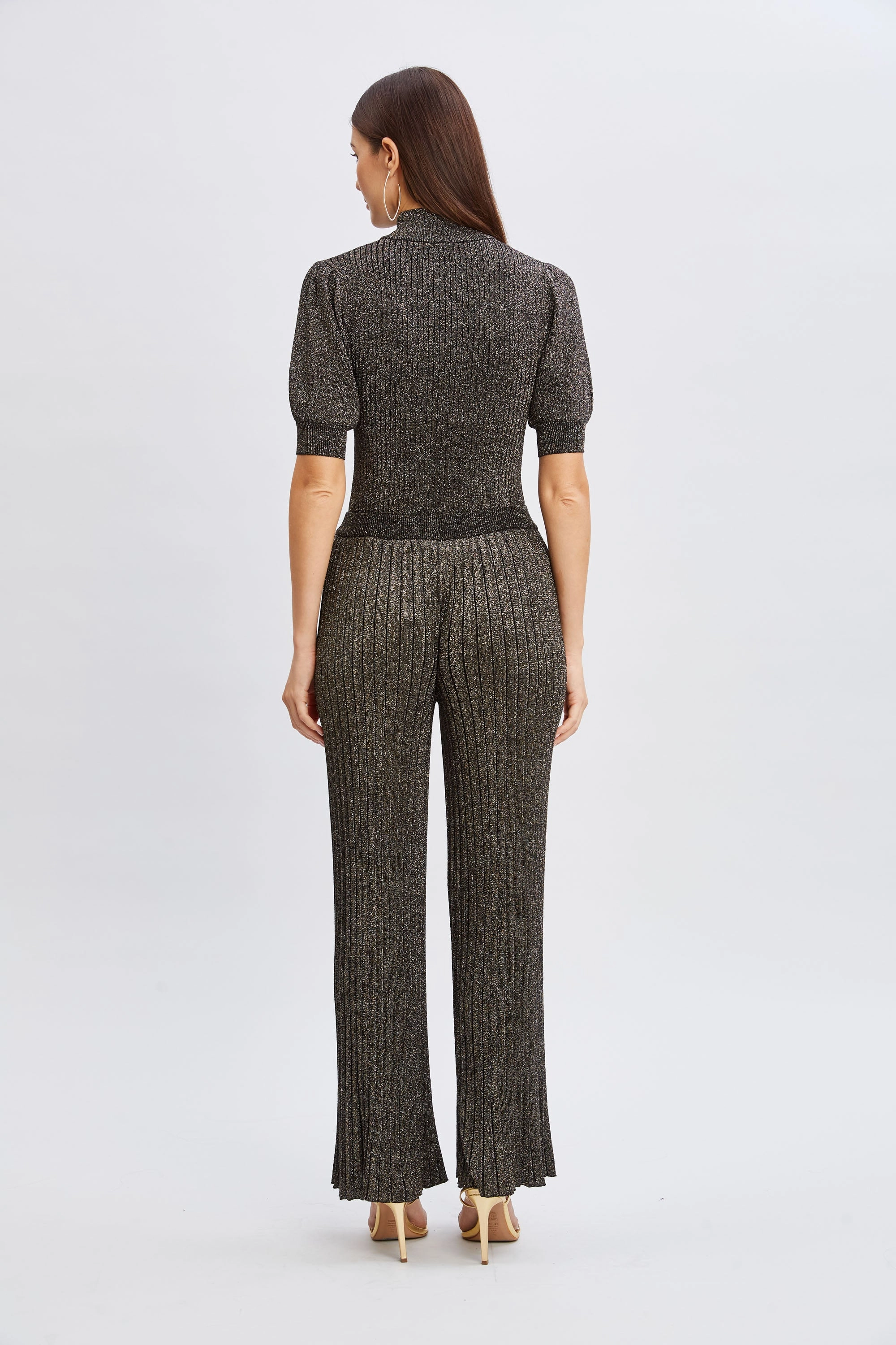 T-Tahari Metallic Wide Leg Pant