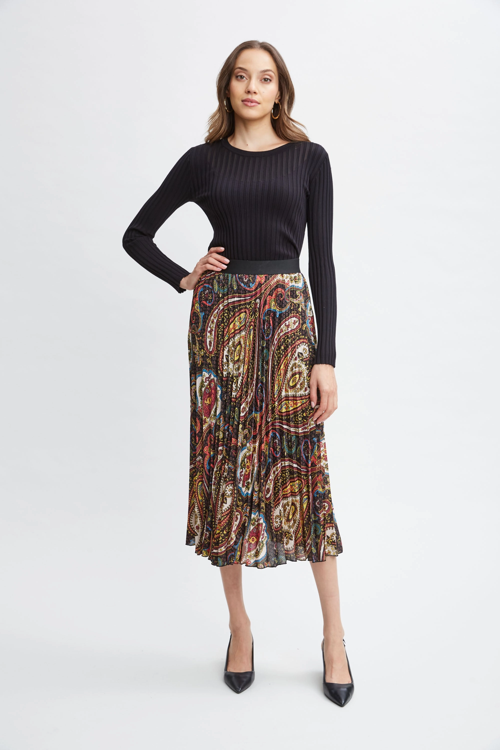 T-Tahari Paisley Pleated Skirt
