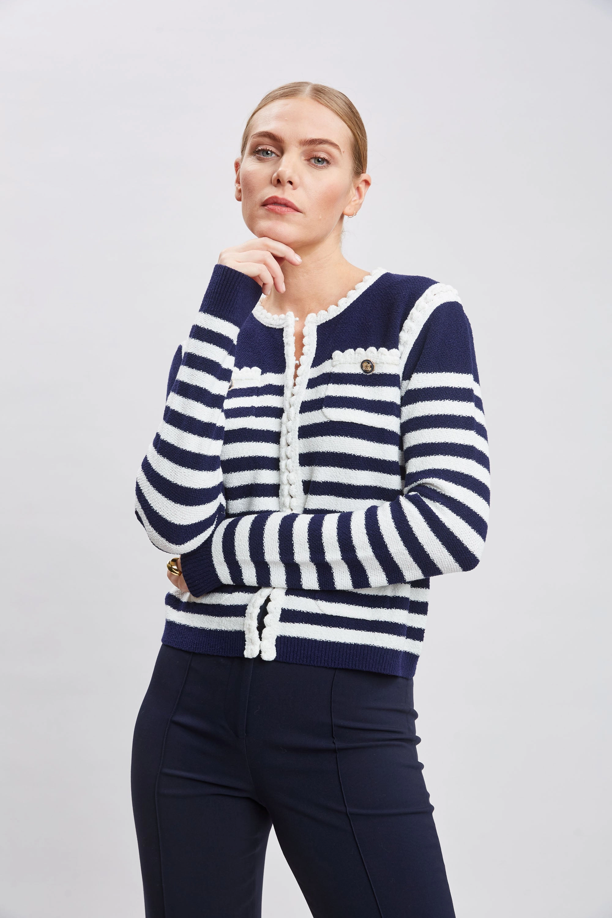 T-Tahari Striped Cardigan Jacket