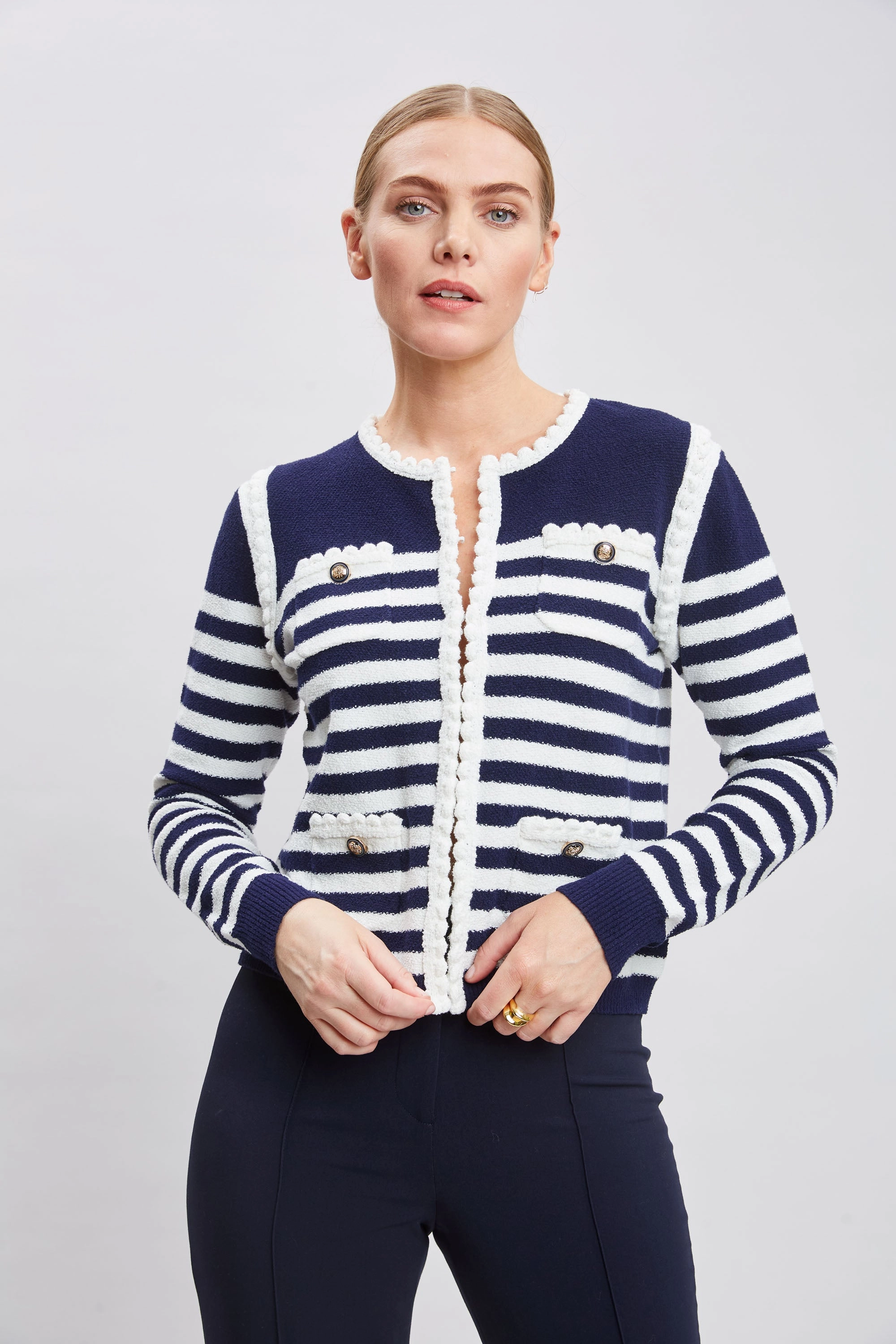 T-Tahari Striped Cardigan Jacket