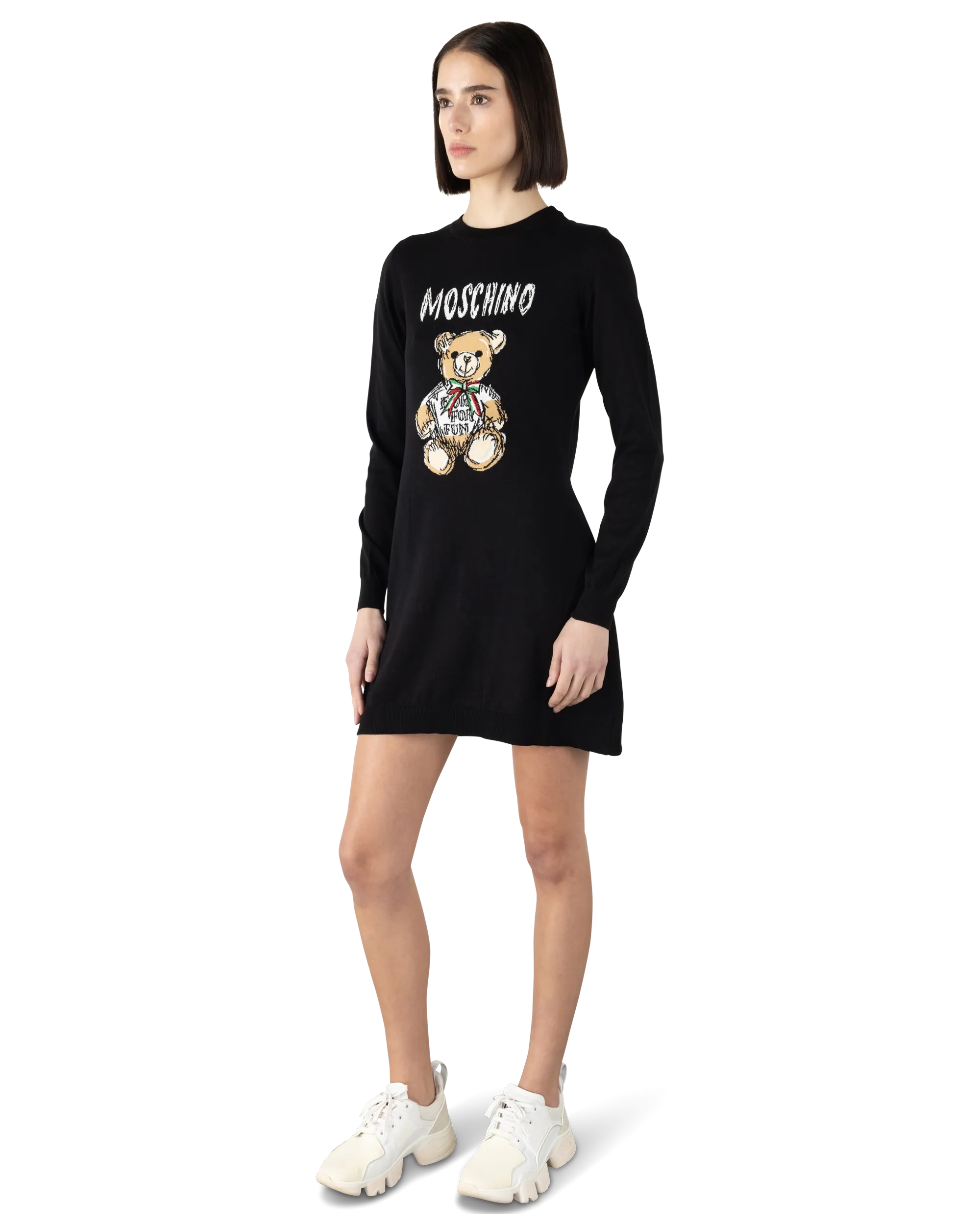 Teddy Bear Printed Mini T-Shirt Dress