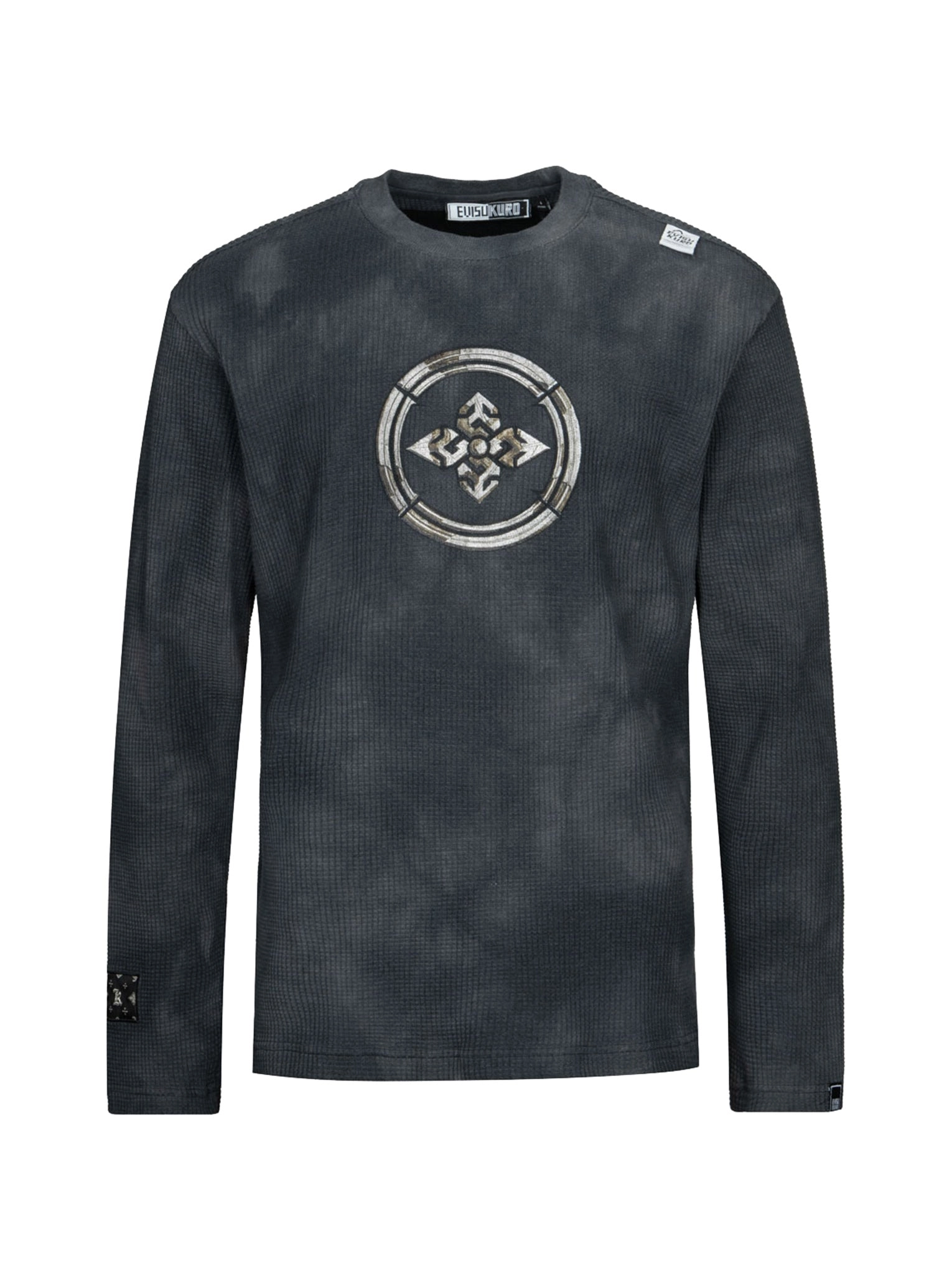 Tie-Dyed with Kamon Embroidery Relax Fit Long-Sleeve T-shirt